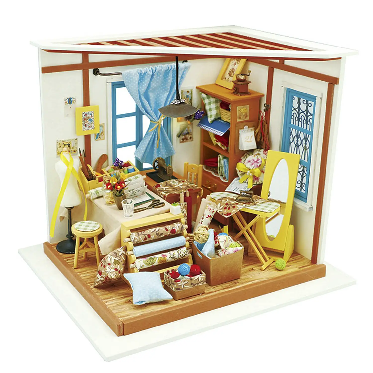 Sastre lisas. Casa de muñecas maqueta de madera para pintar y montar.
