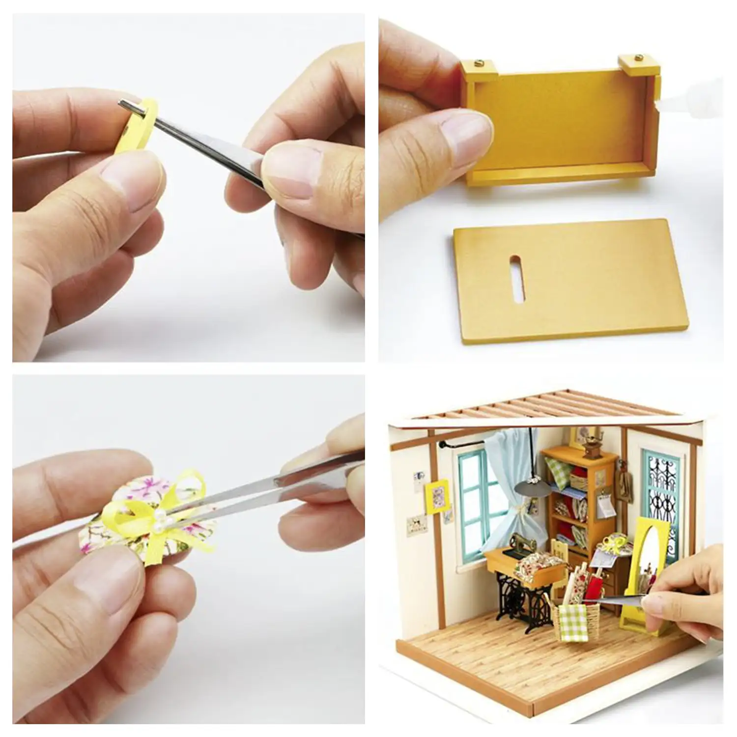 Sastre lisas. Casa de muñecas maqueta de madera para pintar y montar.