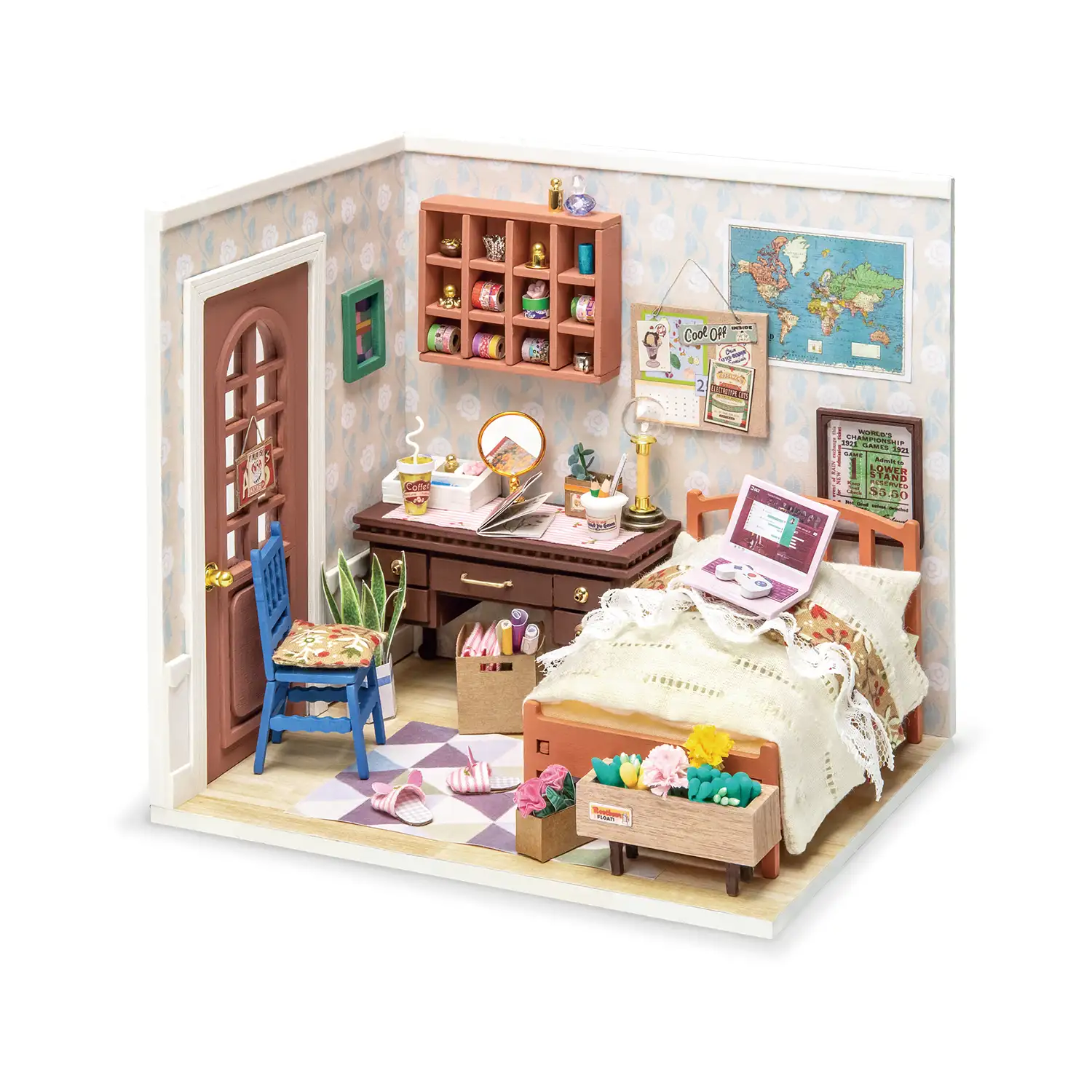 Dormitorio Annes, maqueta 3D  realista con gran detalle, 88 piezas.