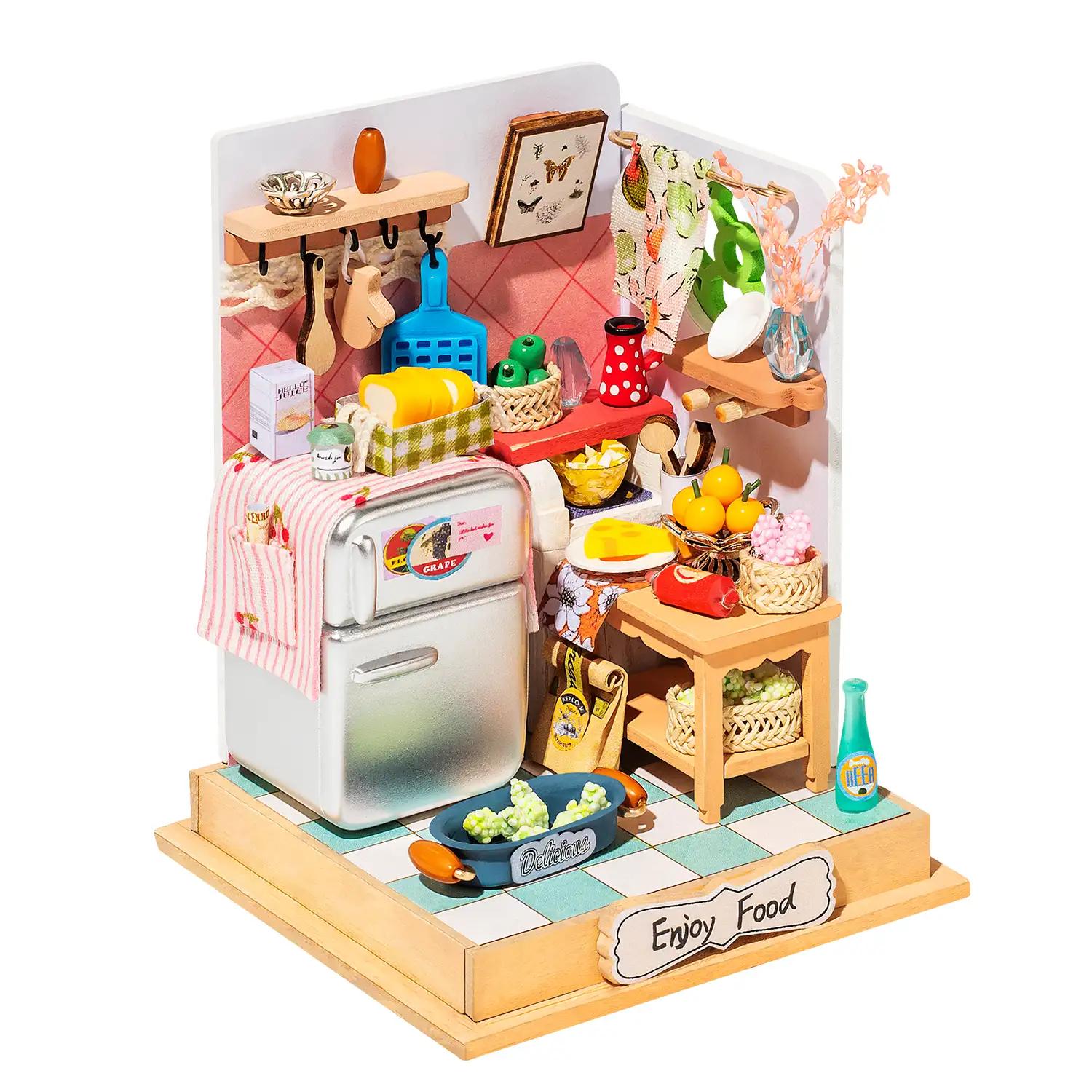 Taste Life (Cocina). Casa de muñecas maqueta de madera para pintar y montar. 56 piezas