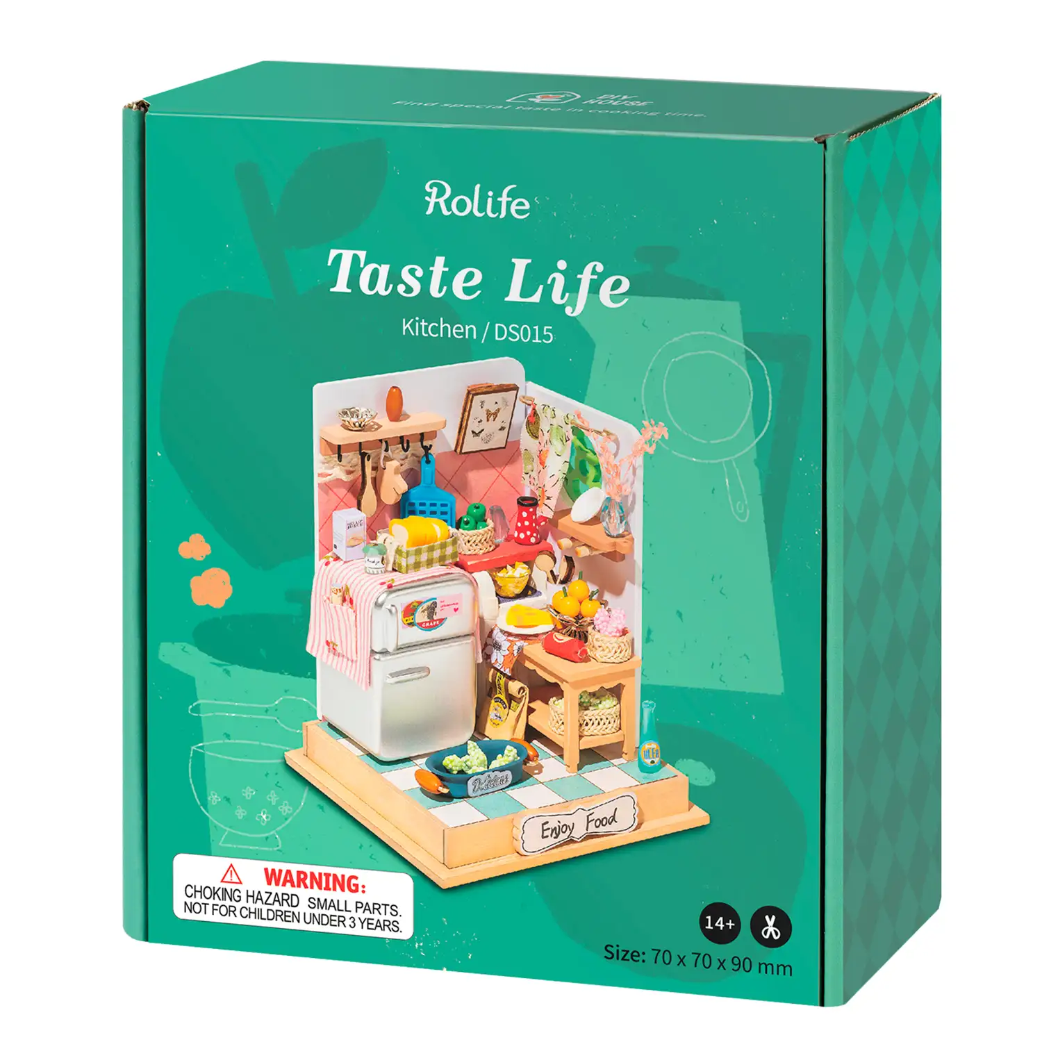 Taste Life (Cocina). Casa de muñecas maqueta de madera para pintar y montar. 56 piezas