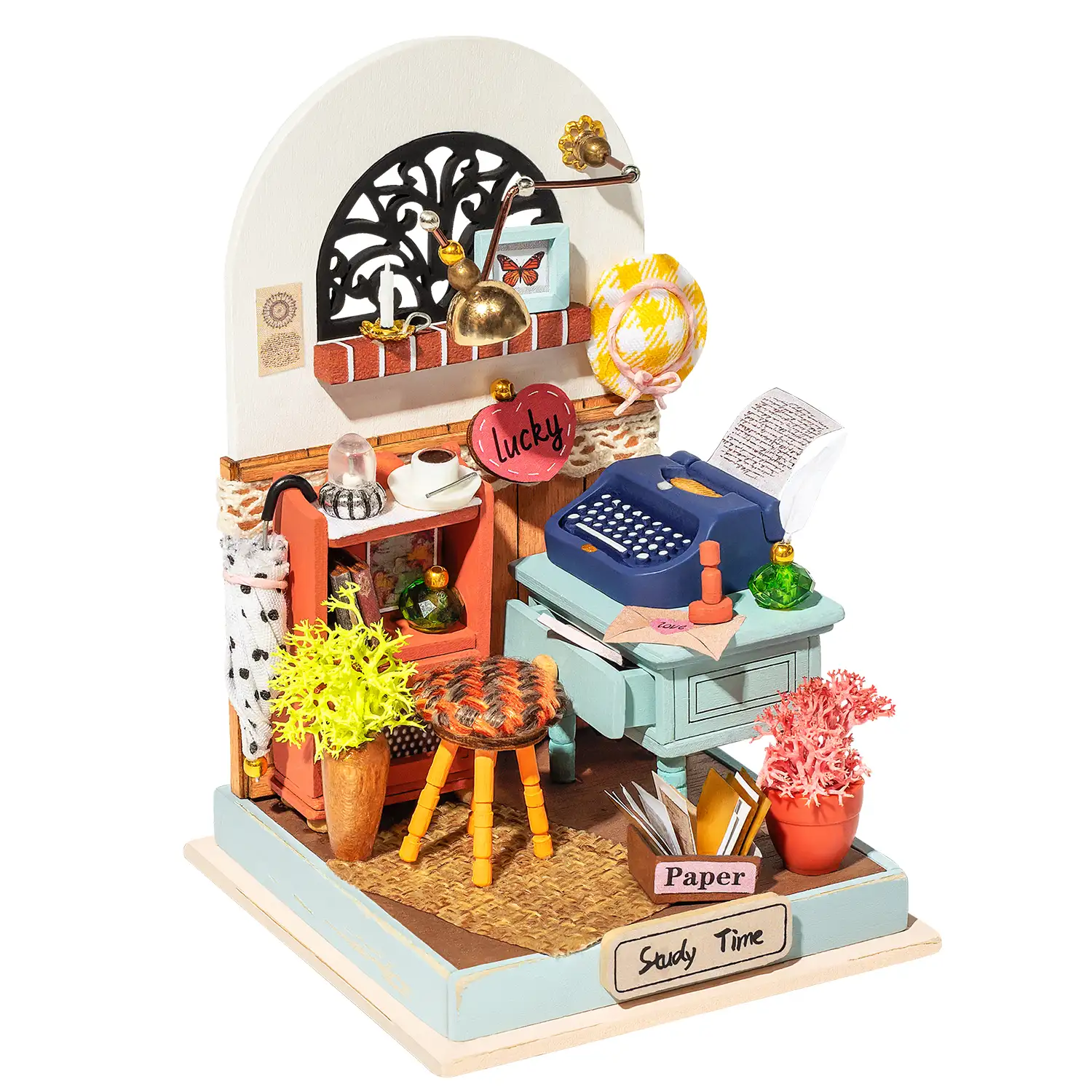 Record Mood (estudio). Casa de muñecas maqueta de madera para pintar y montar. 57 piezas.
