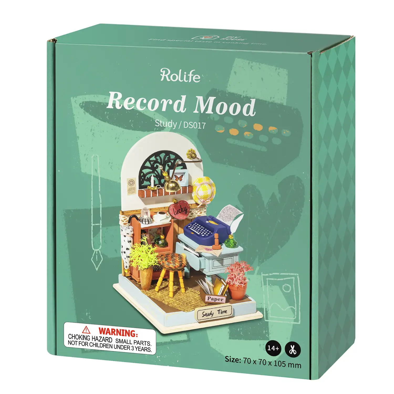 Record Mood (estudio). Casa de muñecas maqueta de madera para pintar y montar. 57 piezas.
