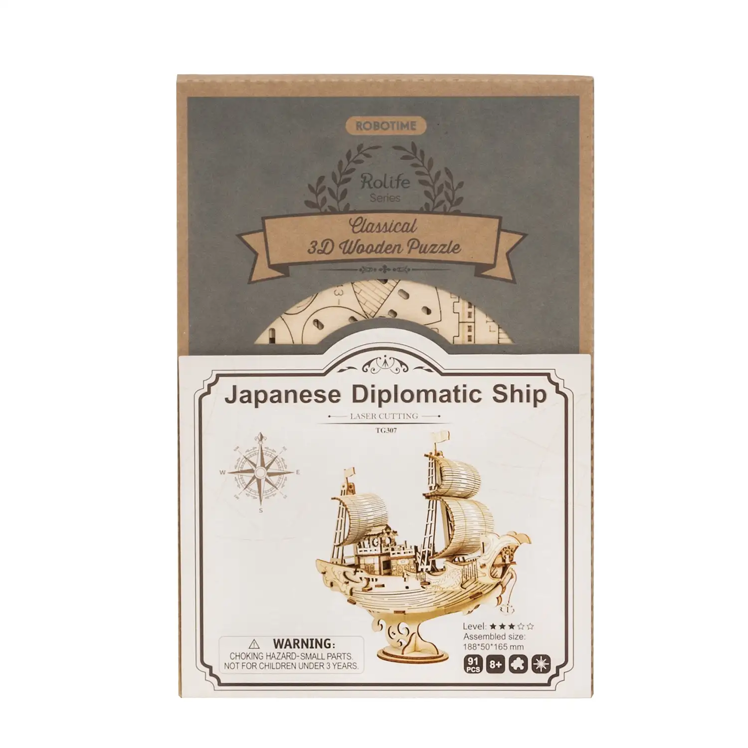Barco diplomático Japonés. Maqueta 3D realista con gran detalle, 91 piezas.