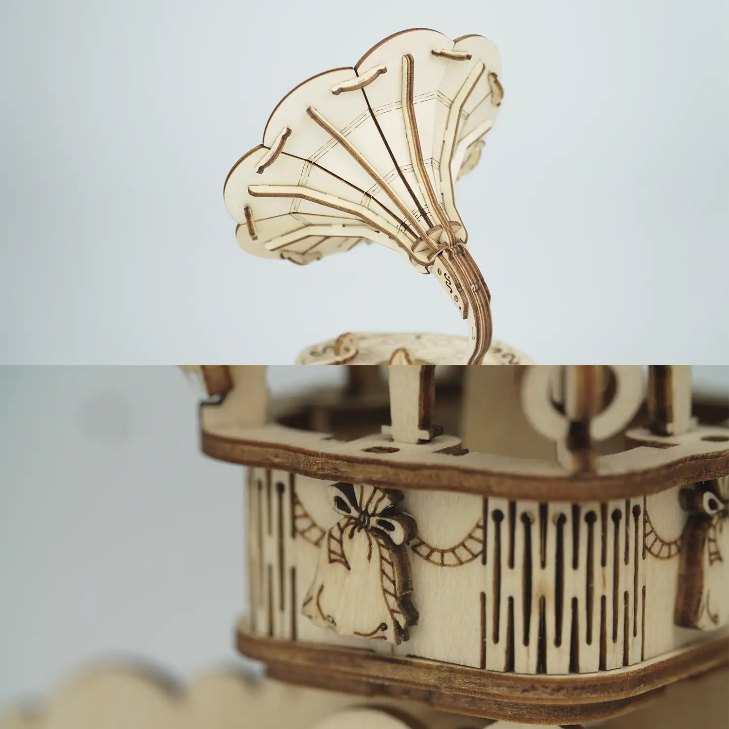 Gramófono. Maqueta 3D realista con gran detalle, 122 piezas