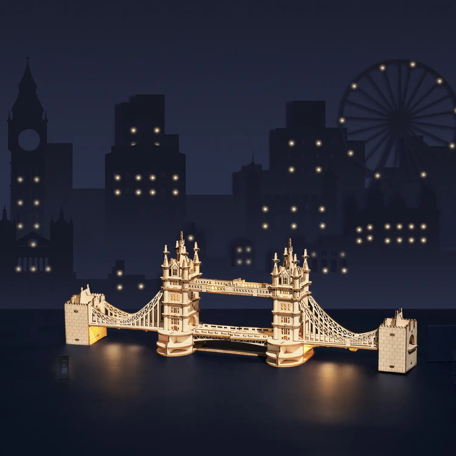 Tower Bridge. Maqueta 3D realista con gran detalle, 113 piezas. Con tiras de luz