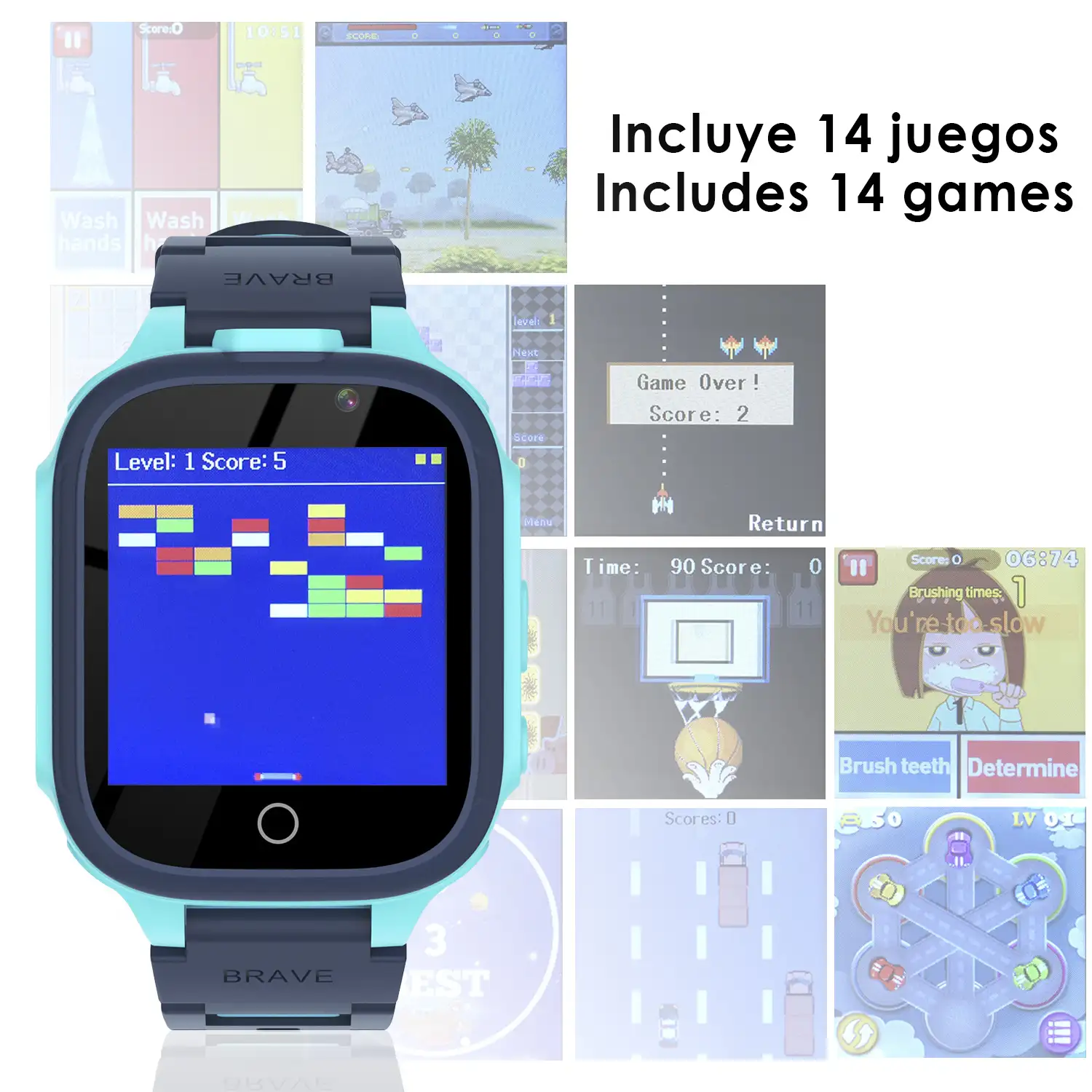 Smartwatch infantil S23 gaming watch, con 14 juegos, doble cámara de fotos y video.