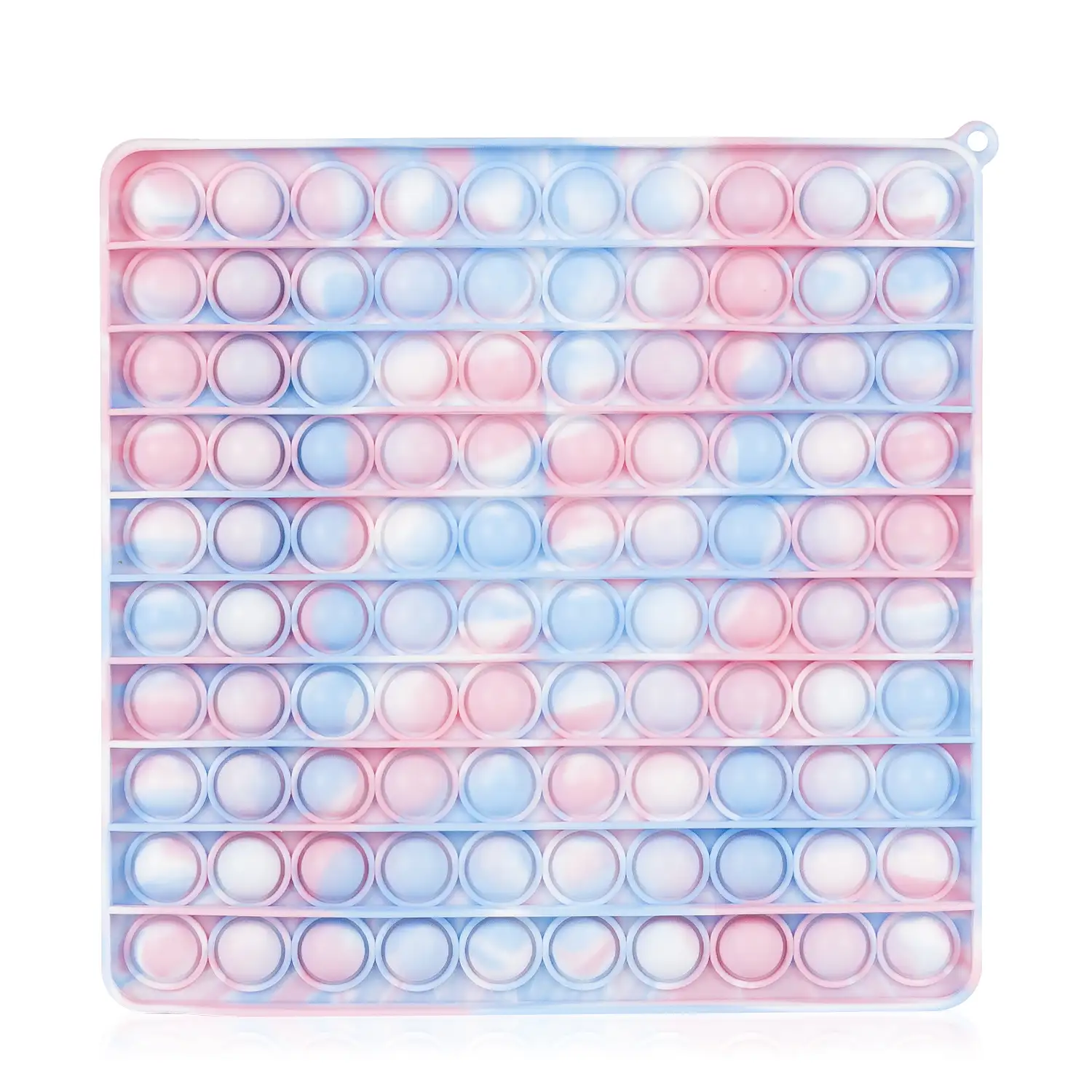 Bubble Pop It, 20cm. cuadrado multicolor. Juguete sensitivo desestresante, burbujas de silicona para apretar y pulsar.