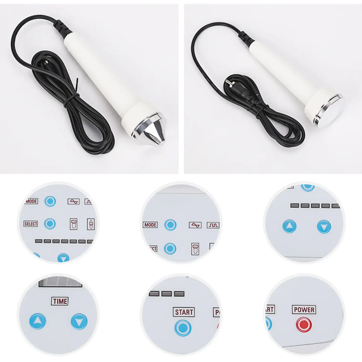 Instrumento de belleza ultrasónico 2 en 1. Instrumento de gestión de nevus ultrasónico y de eliminación de manchas en la cara. 2 cabezales de acción.
