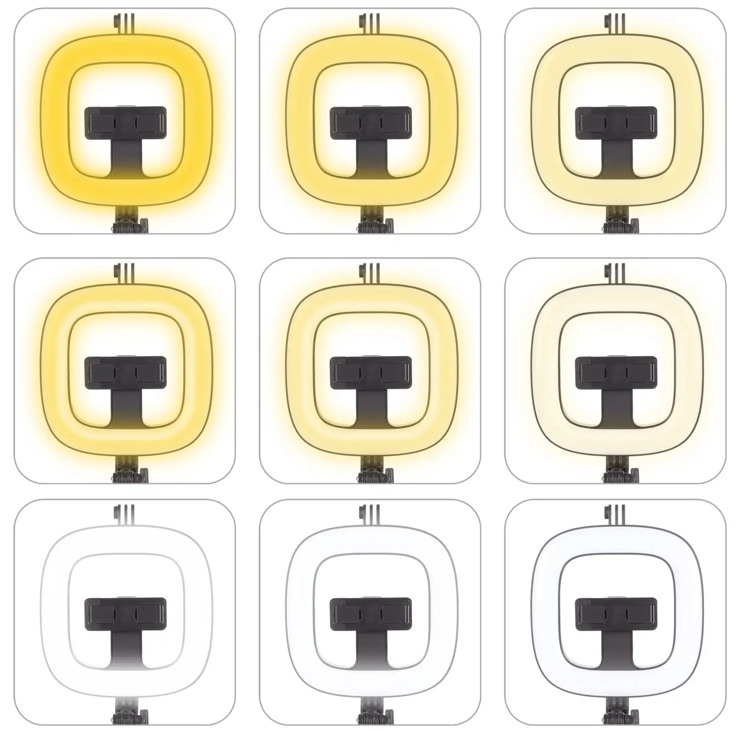 Anillo rectangular de luz LED de 6 pulgadas portátil con batería