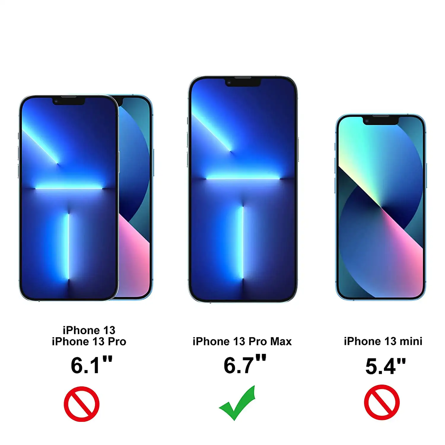 Protector de cristal templado premium 3D para iPhone 13 Pro Max, con borde negro.
