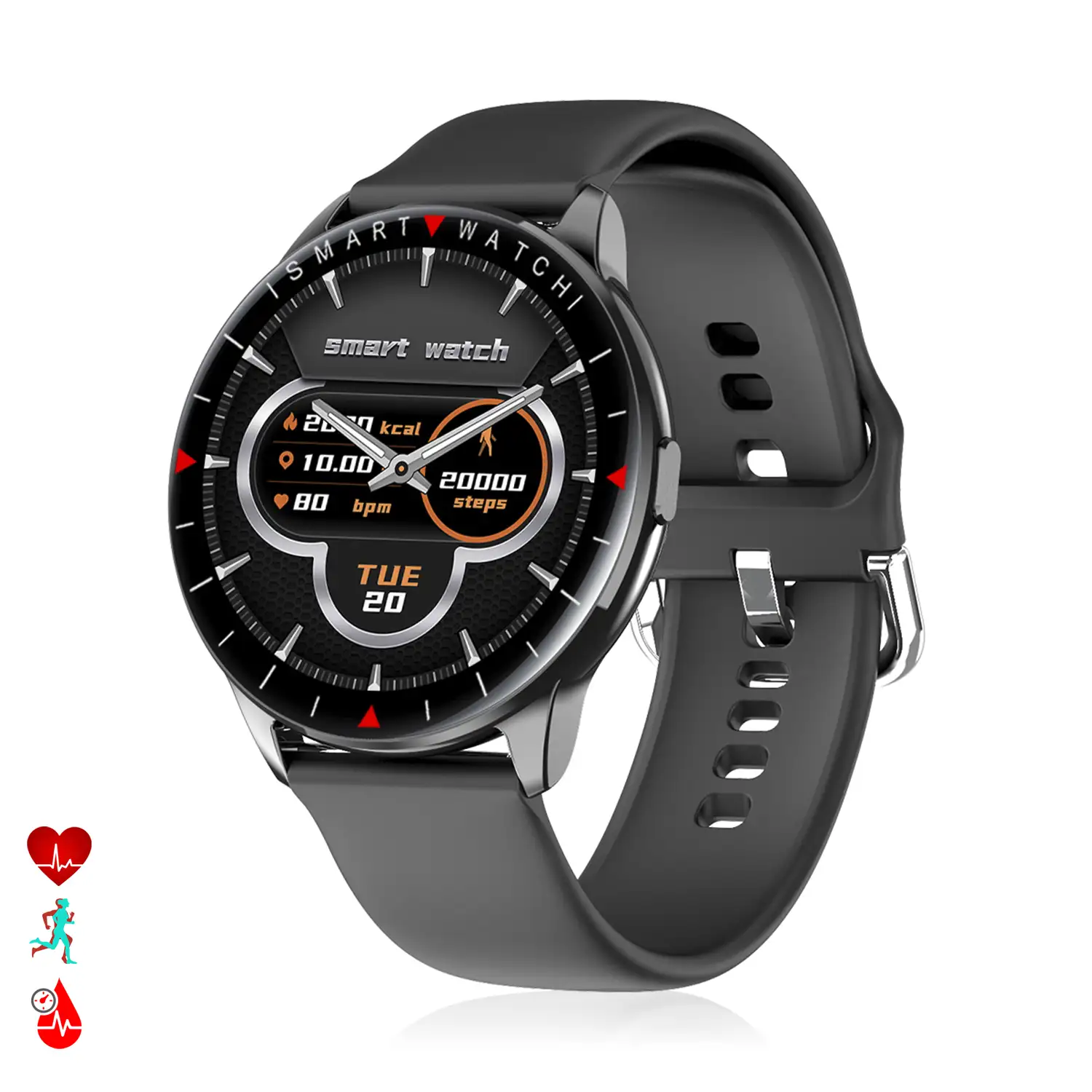 Smartwatch Y90 con 8 modos deportivos, monitor de O2 y tensión. Notificaciones con mensaje en pantalla.