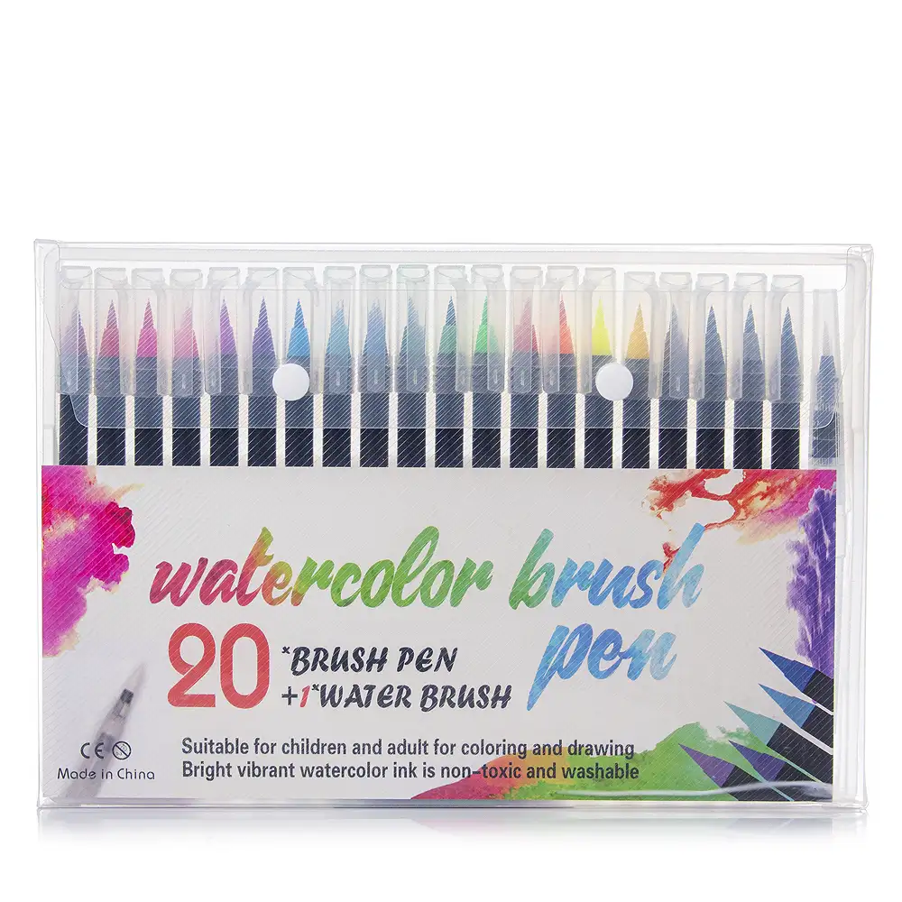 Set de 20+1 Rotuladores con punta de pincel acuarelables con pincel  mezclador de agua.