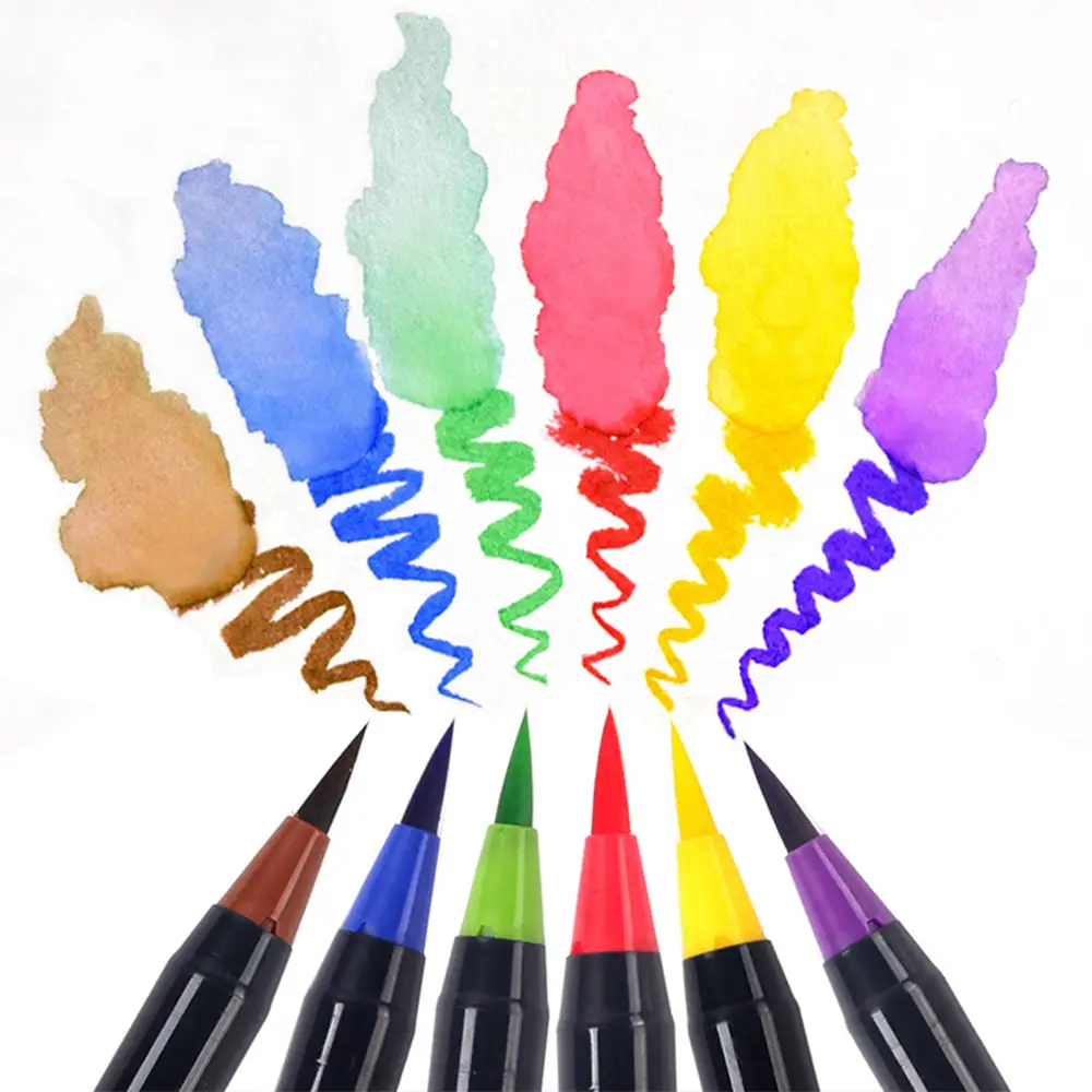 Set de  20+1  Rotuladores con punta de pincel acuarelables con pincel mezclador de agua. Pinceles premium  de nylon flexible para Manga, dibujos y caligrafía.