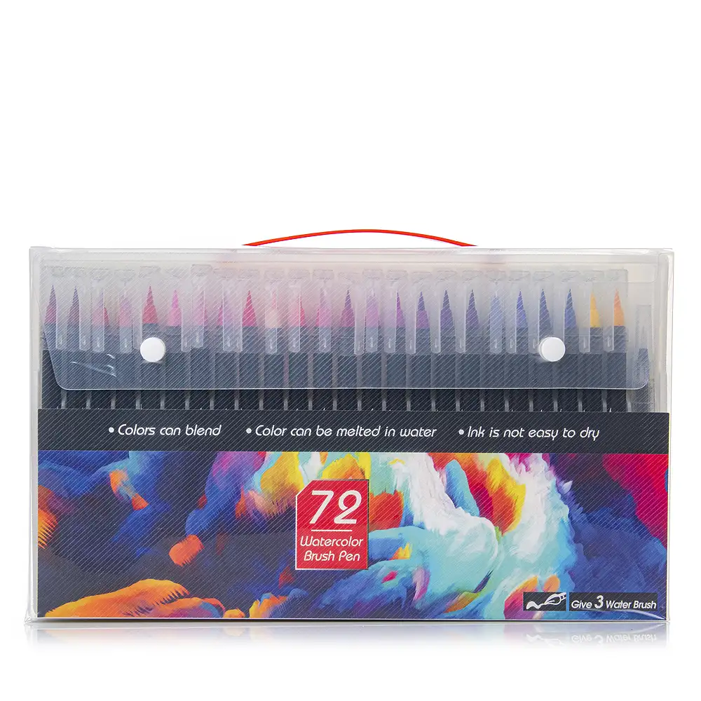 Set de 72+1 rotuladores con punta de pincel acuarelables, con pincel mezclador de agua. Pinceles premium  de nylon flexible para Manga, dibujos y caligrafía.