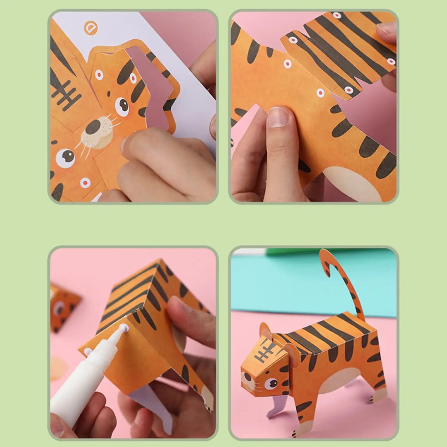 Kit manualidades 3D papel origami. Figuras animales.