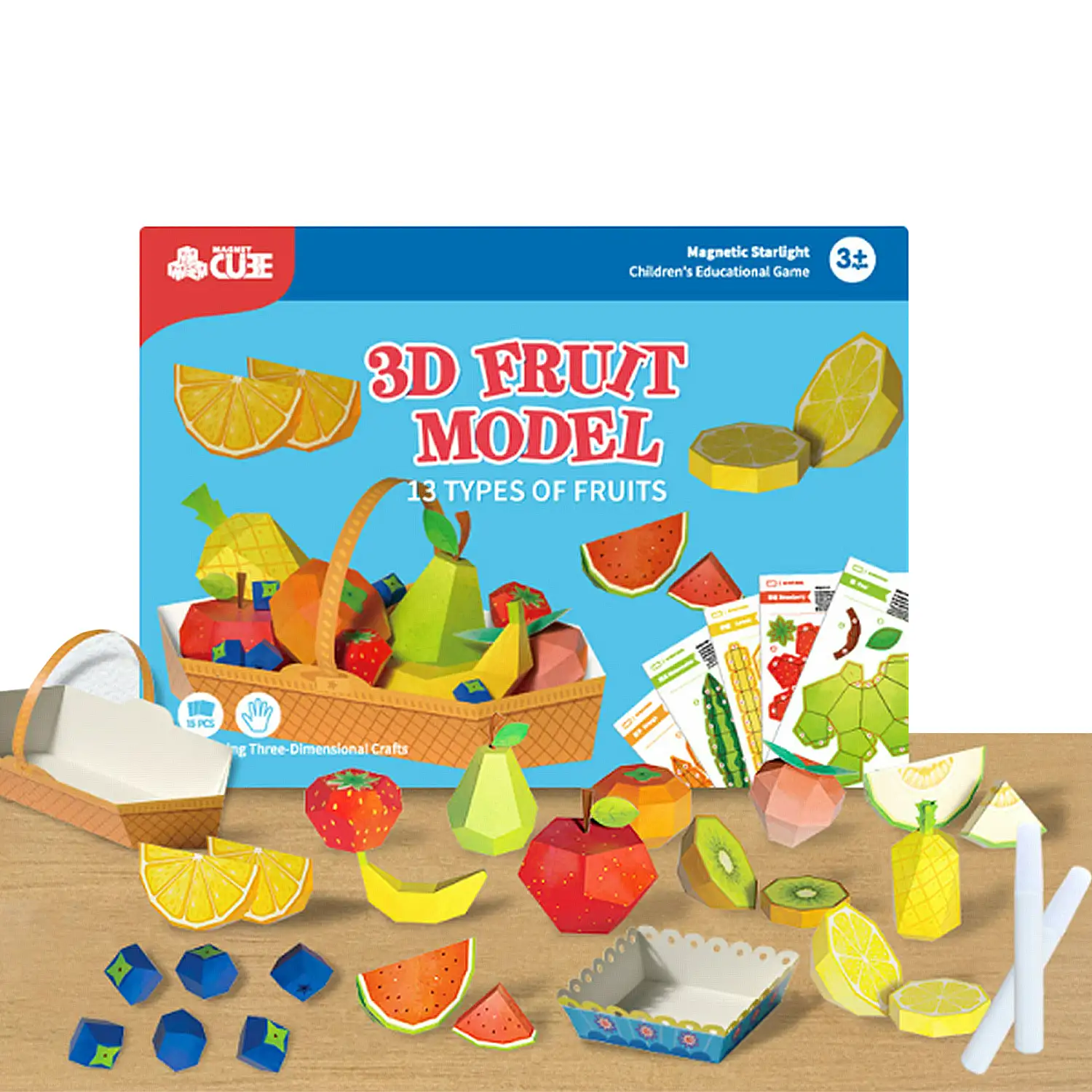 Kit manualidades 3D papel origami. Figuras de frutas..