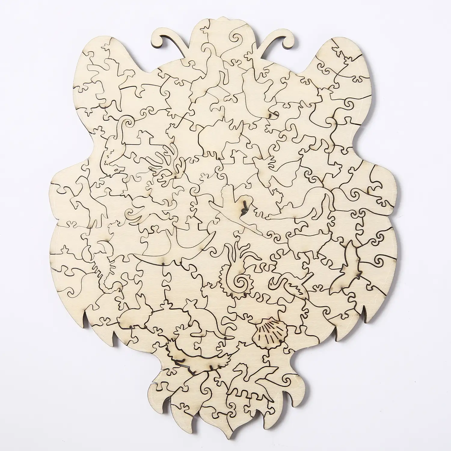 Puzzle 3D de madera DIY forma de silueta . Con piezas individuales con diferentes diseños. En madera policromada. Tamaño A4 .DISEÑO TIGRE.