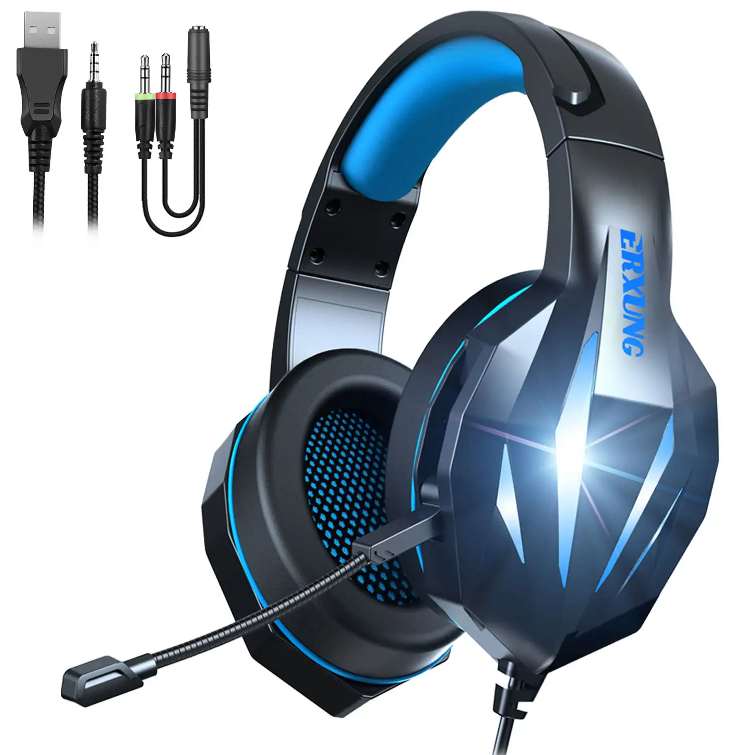 Headset J20 Ultra-Flexible Premium .7 luces FULL RGB. Auriculares gaming con micro, conexión minijack para PC, portátil, PS4, Xbox One, móvil, tablet.