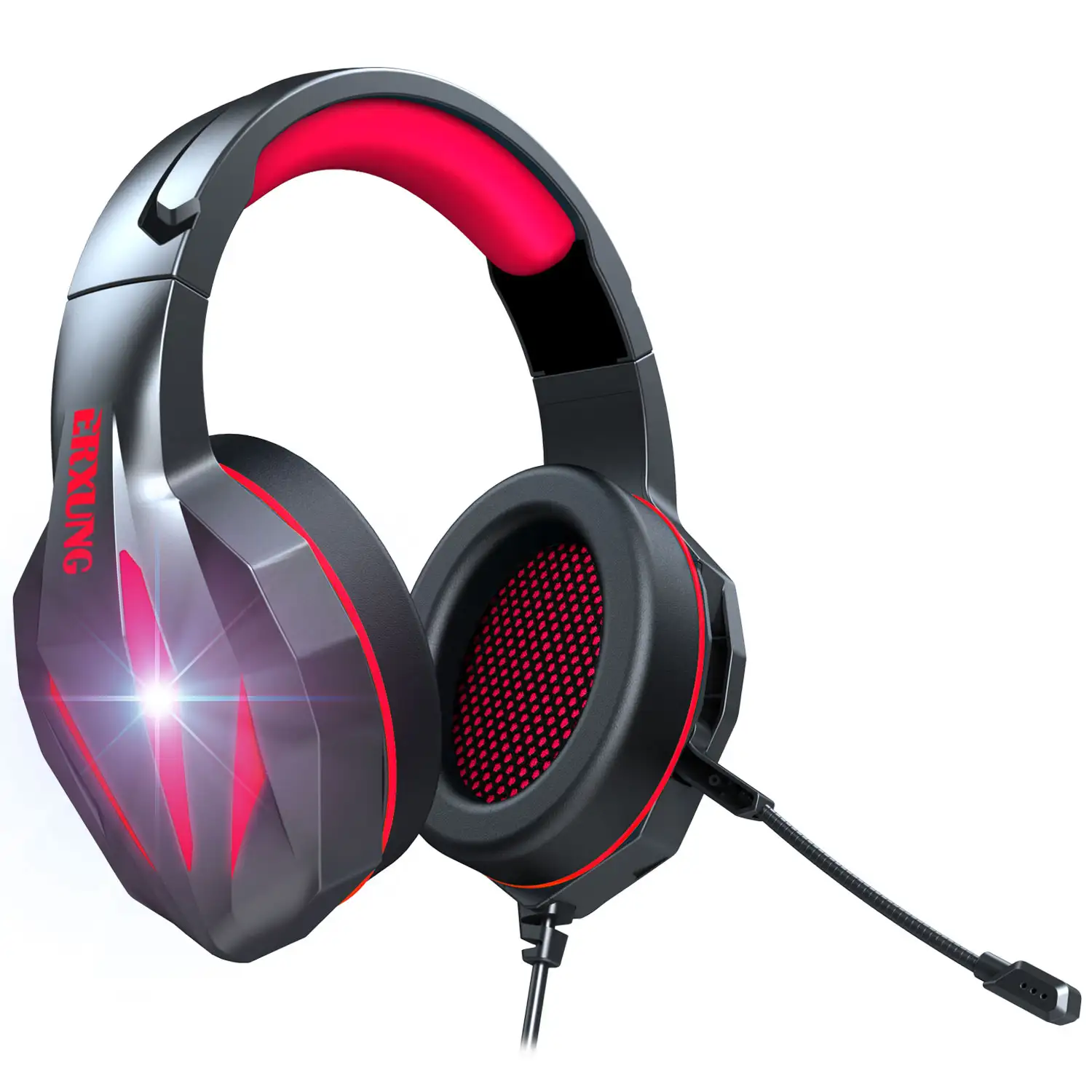 Headset J5 Ultra-Flexible Premium con luces . Auriculares gaming con micro,  conexión minijack para PC, portátil, PS4, Xbox One, móvil, tablet.