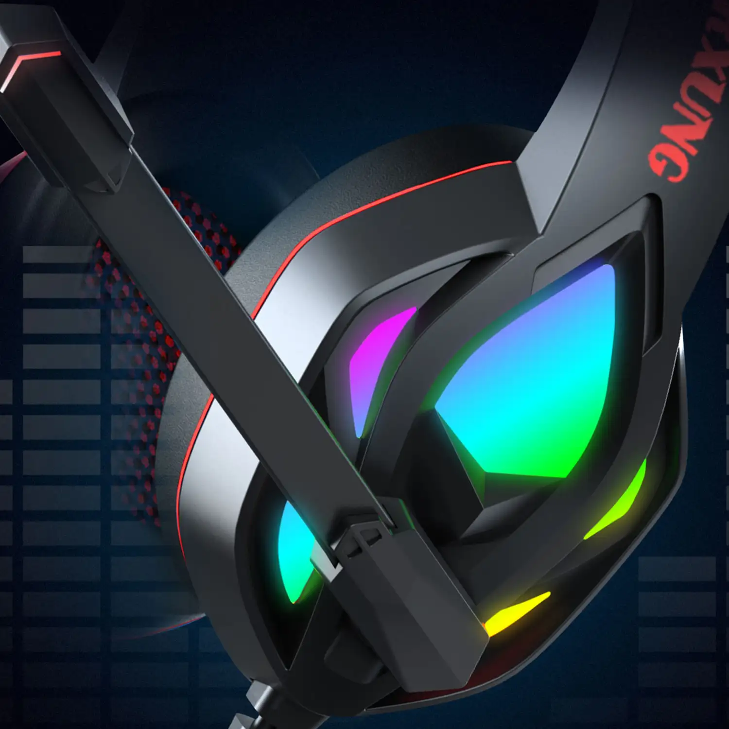 Headset H1003 Ultra-Flexible Premium .10 luces FULL RGB. Auriculares gaming con micro, conexión minijack para PC, portátil, PS4, Xbox One, móvil, tablet.