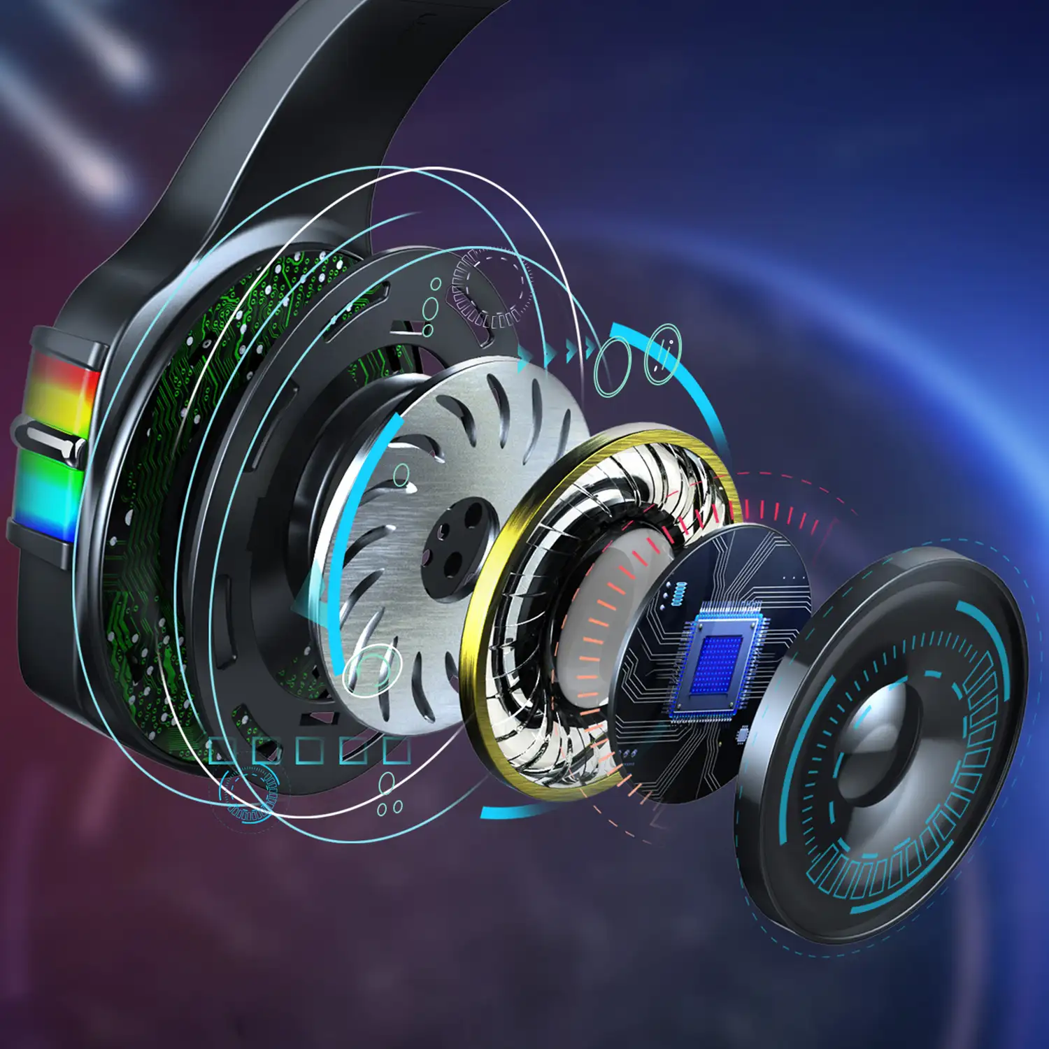 Headset J6 Ultra-Flexible Premium .11 luces FULL RGB. Auriculares gaming con micro, conexión minijack para PC, portátil, PS4, Xbox One, móvil, tablet.