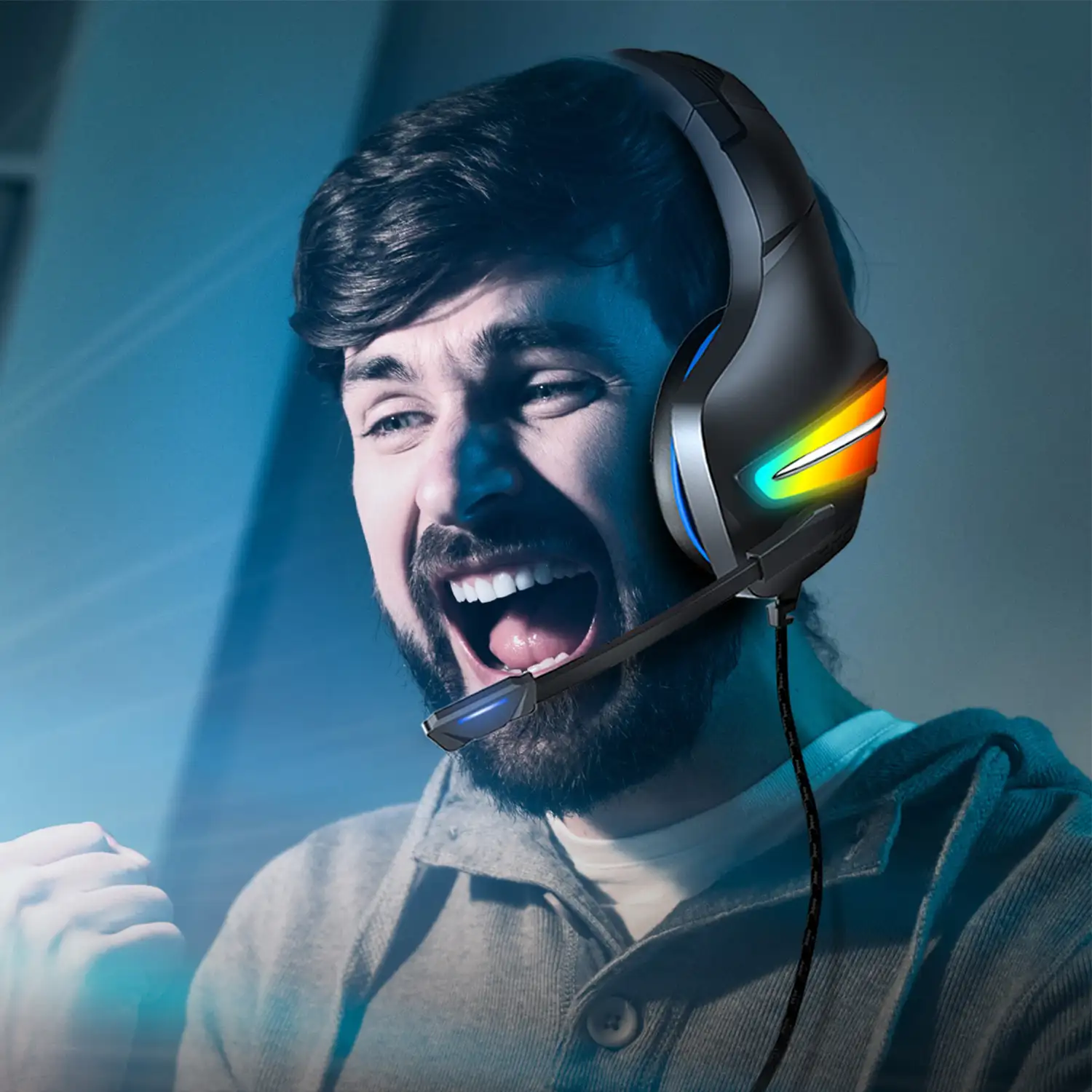 Headset J6 Ultra-Flexible Premium .11 luces FULL RGB. Auriculares gaming con micro, conexión minijack para PC, portátil, PS4, Xbox One, móvil, tablet.