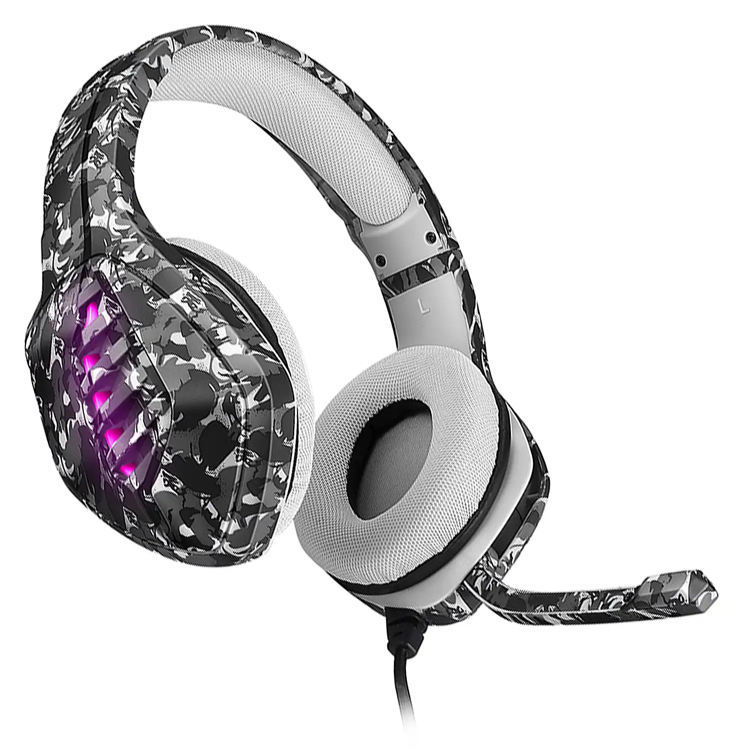 Headset J1 Ultra-Flexible Premium con 15 full led RB. Auriculares gaming con micro, conexión minijack para PC, portátil, PS4, Xbox One, móvil, tablet. Cancelación de micrófono.