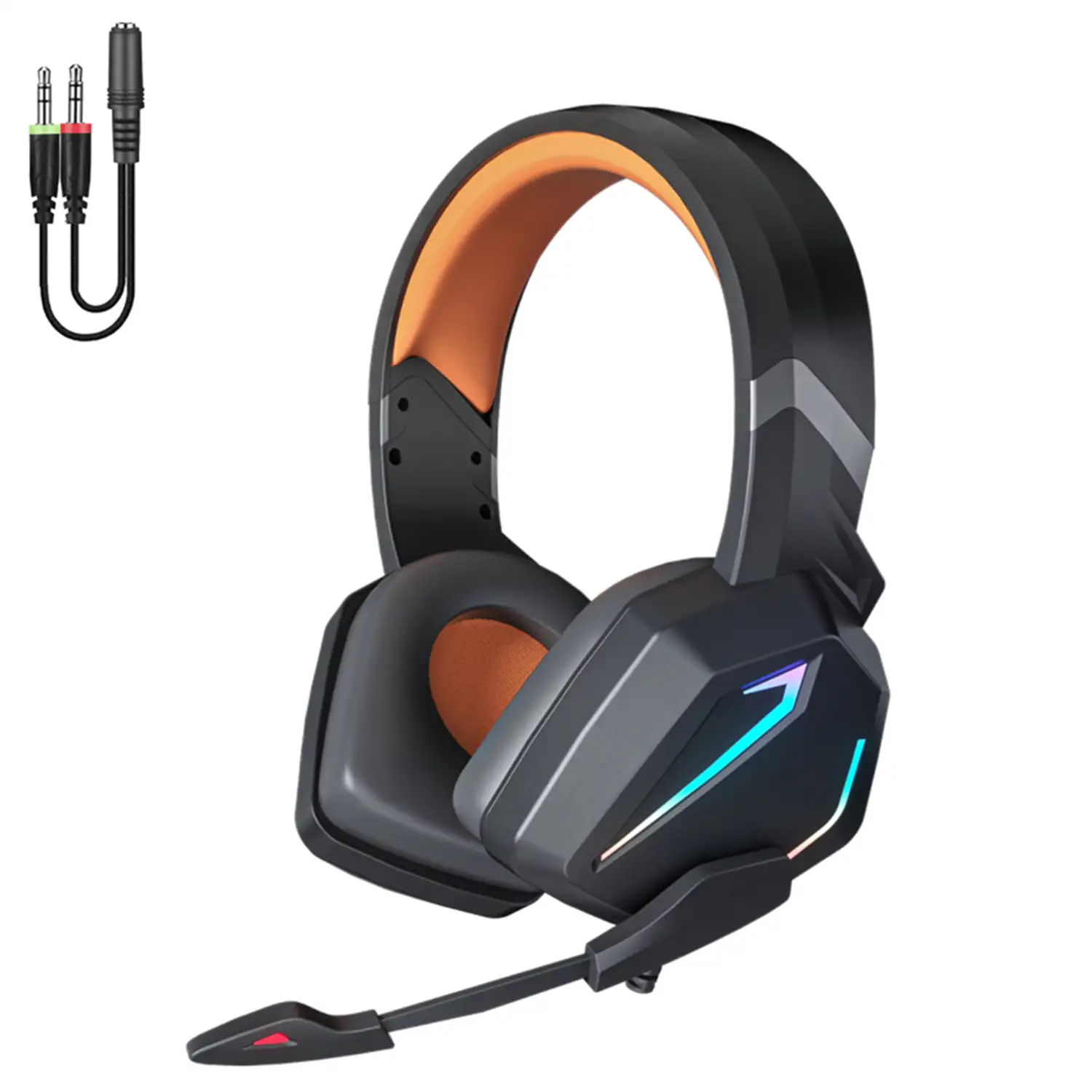 Auriculares Gaming con LED y control de volumen para consola PS4, XBOX y PC  Naranja, Cascos