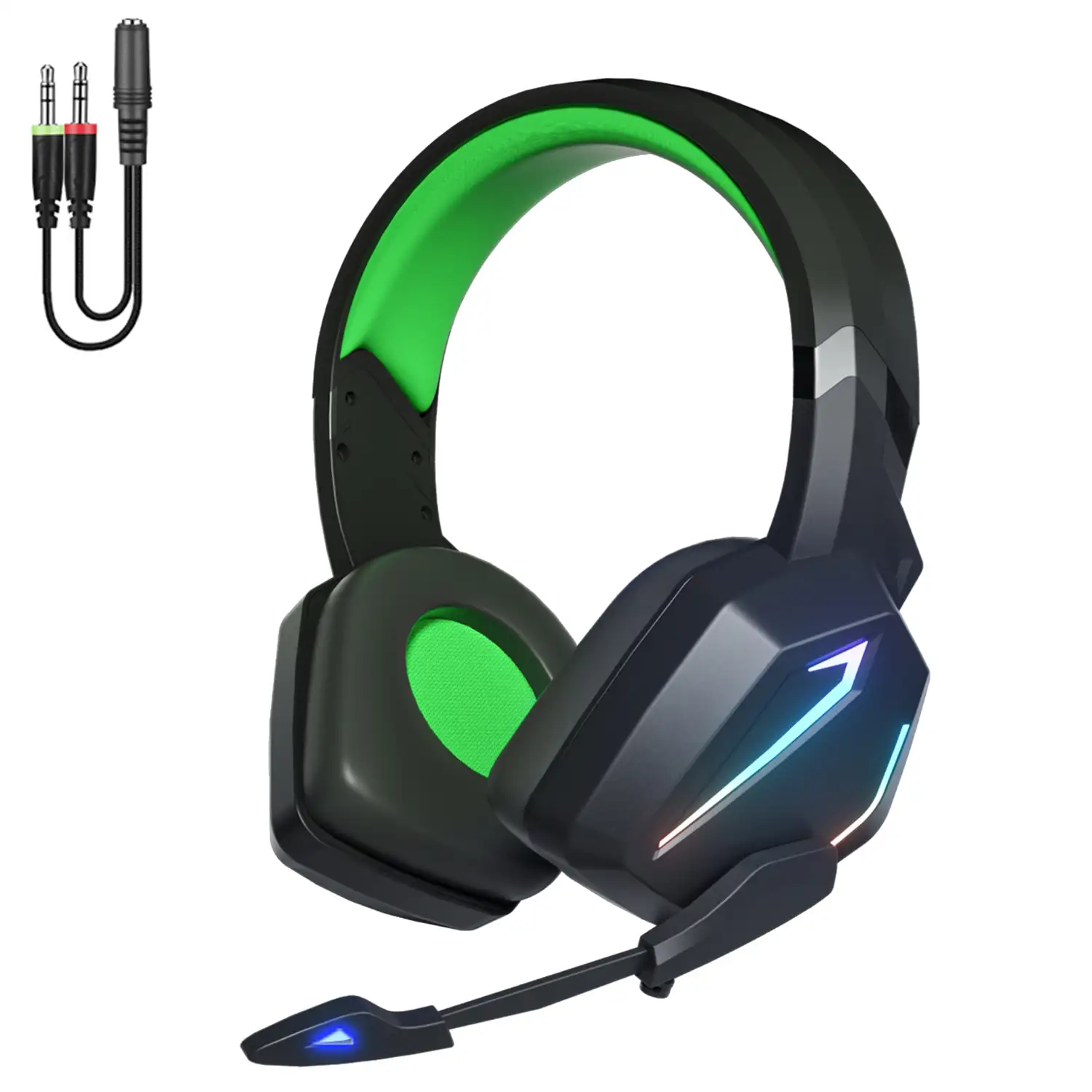 Headset SY820MV con luces led. Auriculares gaming con micro, conexión minijack para PC, portátil, PS4, Xbox One, móvil, tablet. 