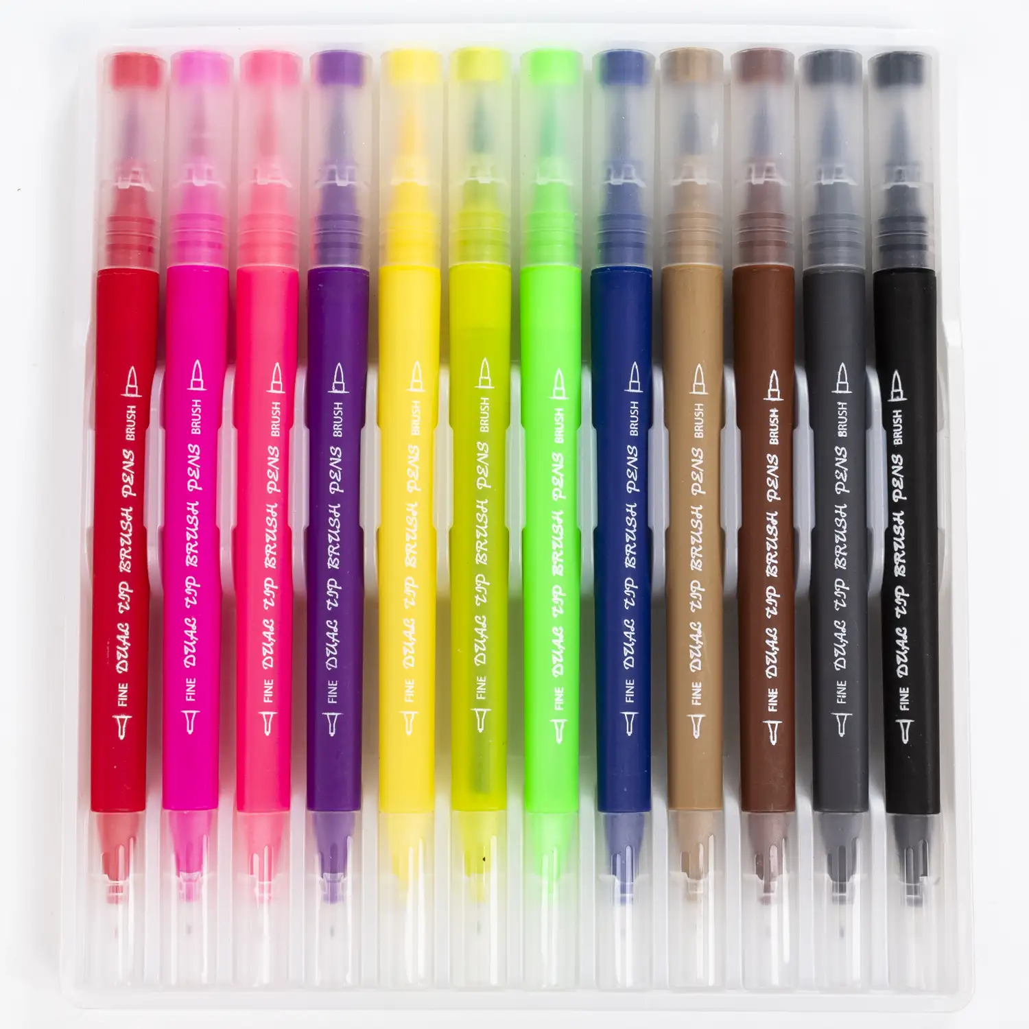 Set 12  Rotuladores color doble punta, punta fina 0,4 mms y punta pincel acuarelable profesional. Forma triángular ergonómica para lettering, caligrafía, ilustraciones…