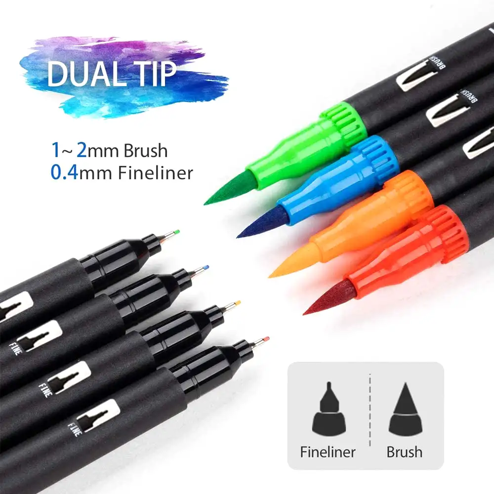 Bolígrafos mandalas para adultos con plantillas, rotuladores de fieltro de  48 colores duales, juego de rotuladores para escribir a mano para Bullet