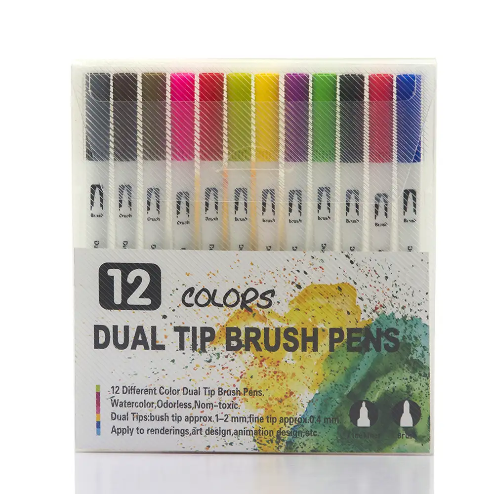 Rotuladores Lettering 12 colores de doble punta - Dual Brush punta