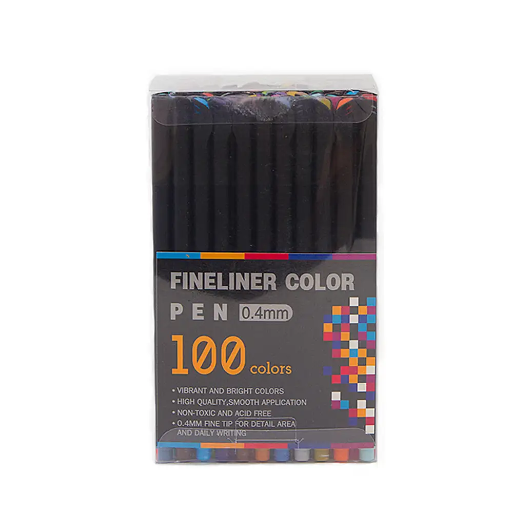 Set 100 Rotuladores  COLOR FINELINER  profesional punta fina 0,4 mms. Colores definidos y brillantes para delinear, ilustraciones, mandala…