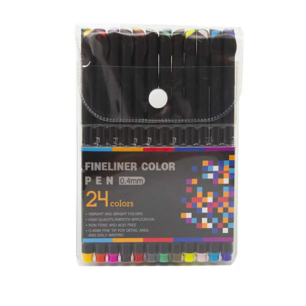 Set 24 Rotuladores  COLOR FINELINER  profesional punta fina 0,4 mms. Colores definidos y brillantes para delinear, ilustraciones, mandala…