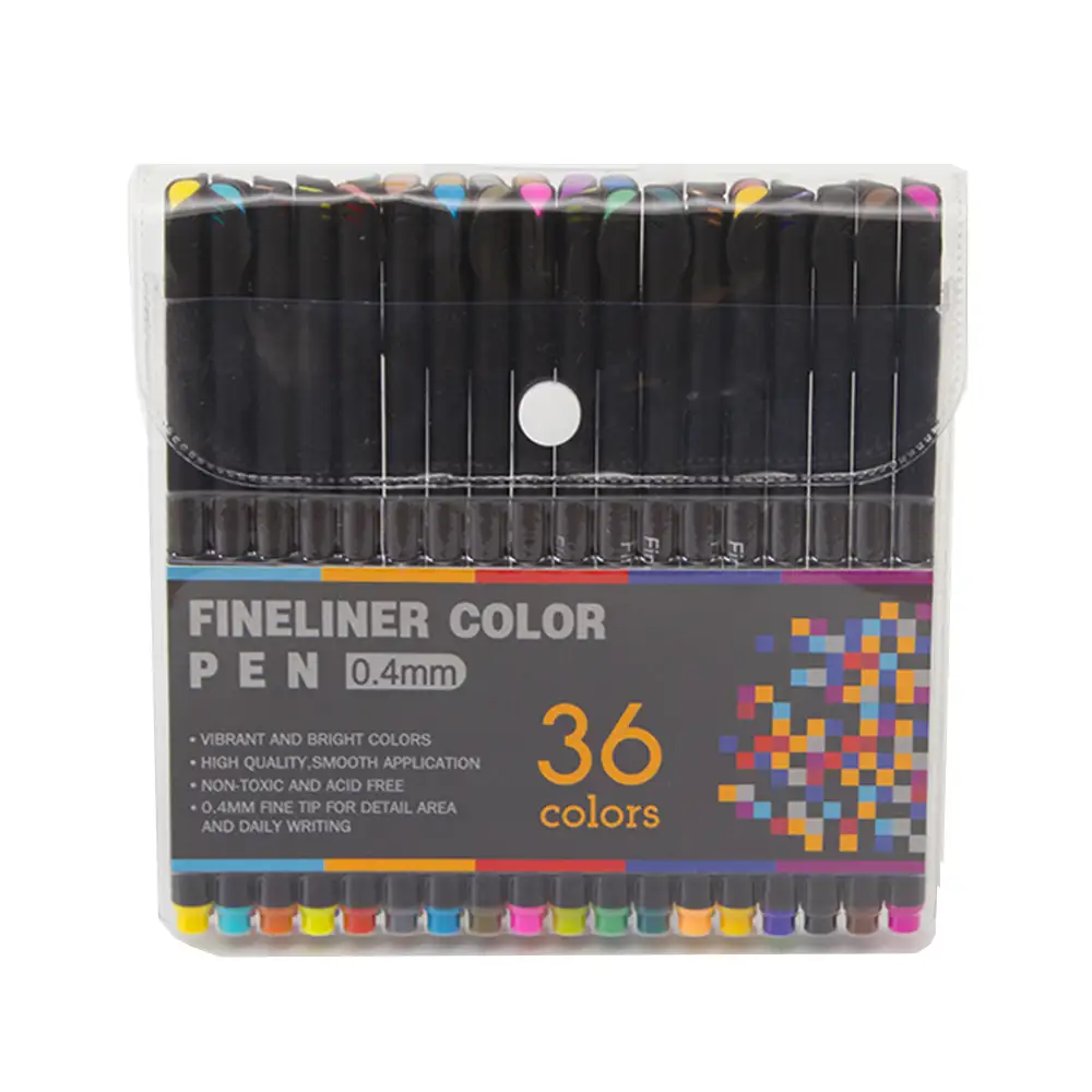 Set 36 Rotuladores  COLOR FINELINER  profesional punta fina 0,4 mms. Colores definidos y brillantes para delinear, ilustraciones, mandala…