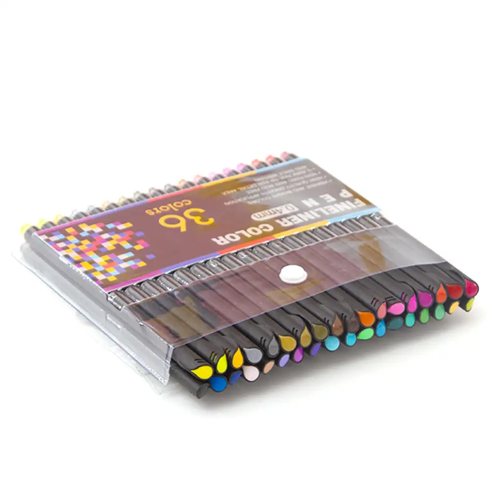 Set 36 Rotuladores  COLOR FINELINER  profesional punta fina 0,4 mms. Colores definidos y brillantes para delinear, ilustraciones, mandala…