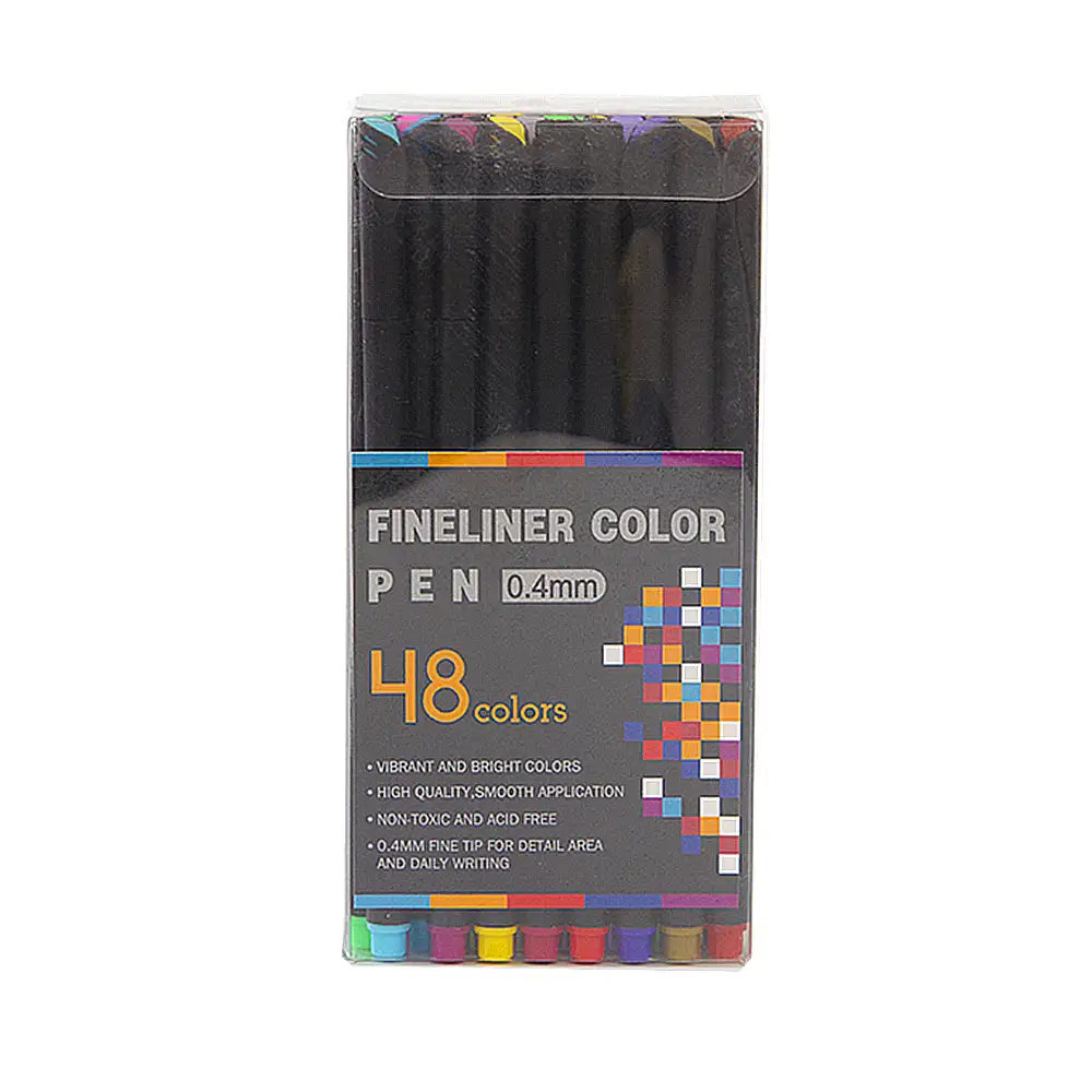 Set 48 Rotuladores  COLOR FINELINER  profesional punta fina 0,4 mms. Colores definidos y brillantes para delinear, ilustraciones, mandala…