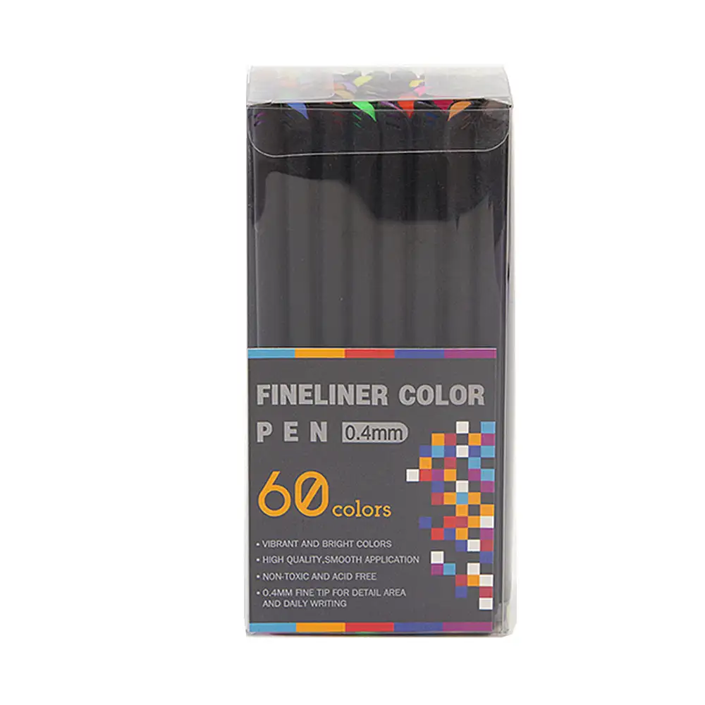 Set 60 Rotuladores  COLOR FINELINER  profesional punta fina 0,4 mms. Colores definidos y brillantes para delinear, ilustraciones, mandala…