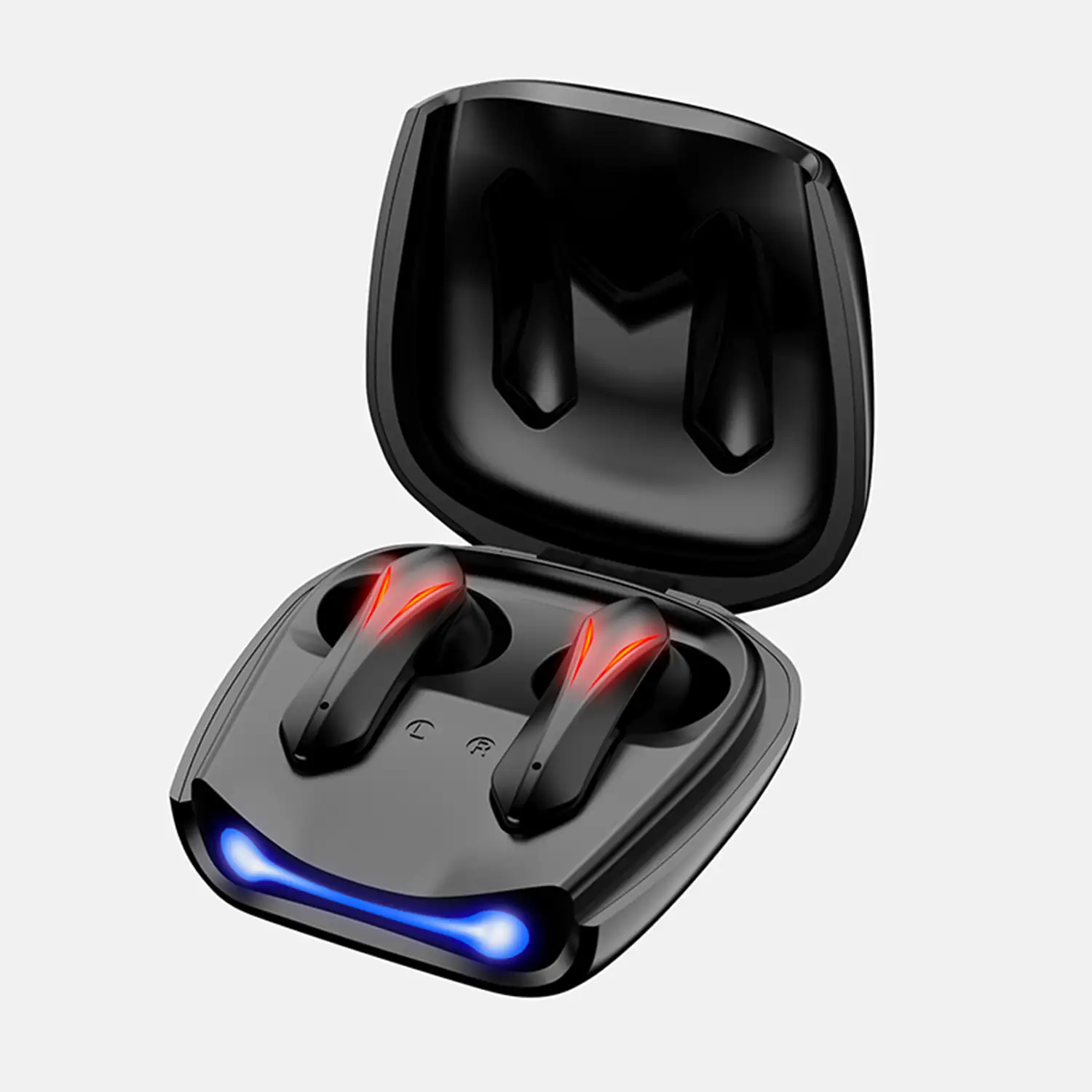 Auriculares R05 TWS, Bluetooth 5.2. Base de carga luces led RGB. Control táctil de reproducción musical y llamadas.