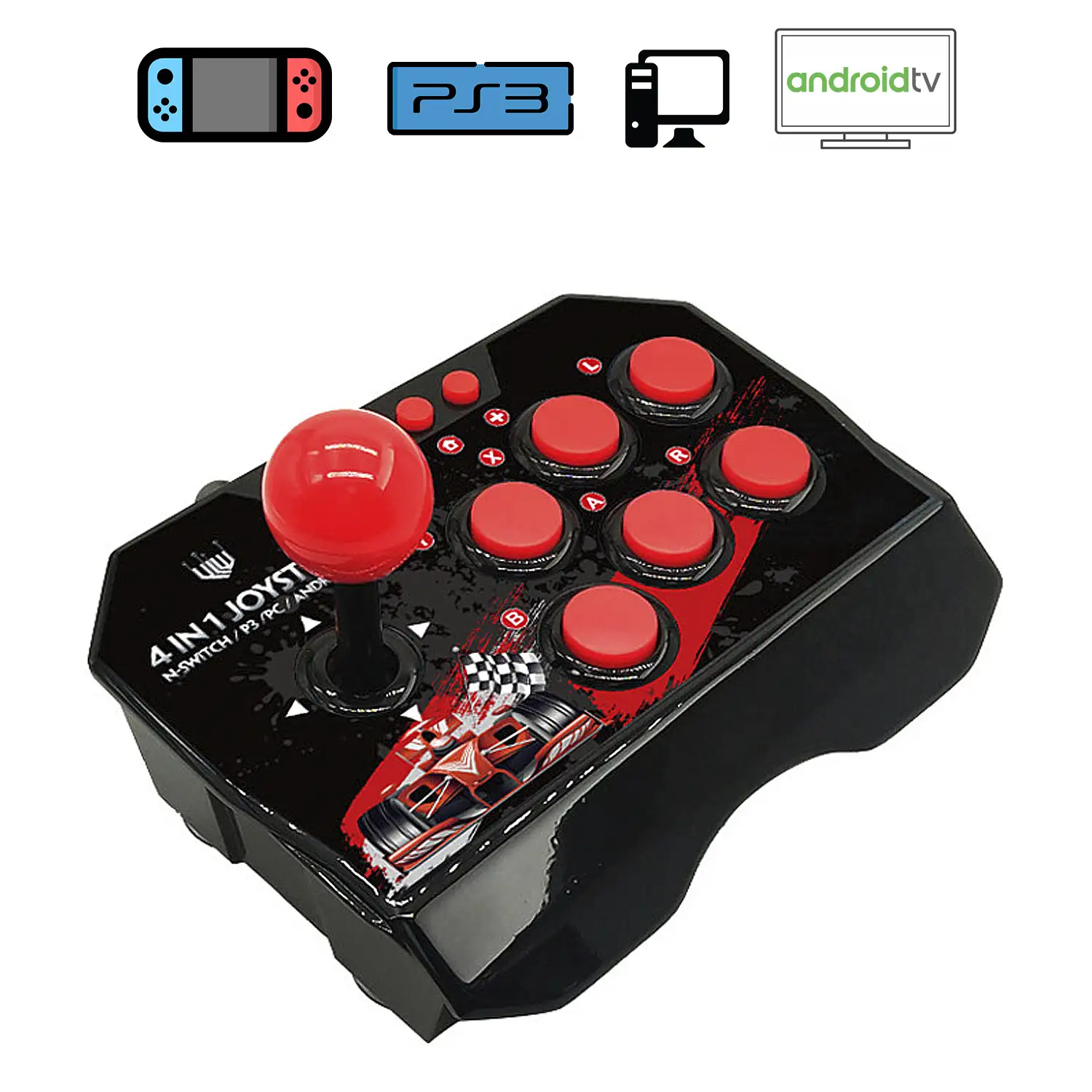 Joystick NS-002 gaming arcade de control para Nintendo Switch, PS3, PC y Android TV.