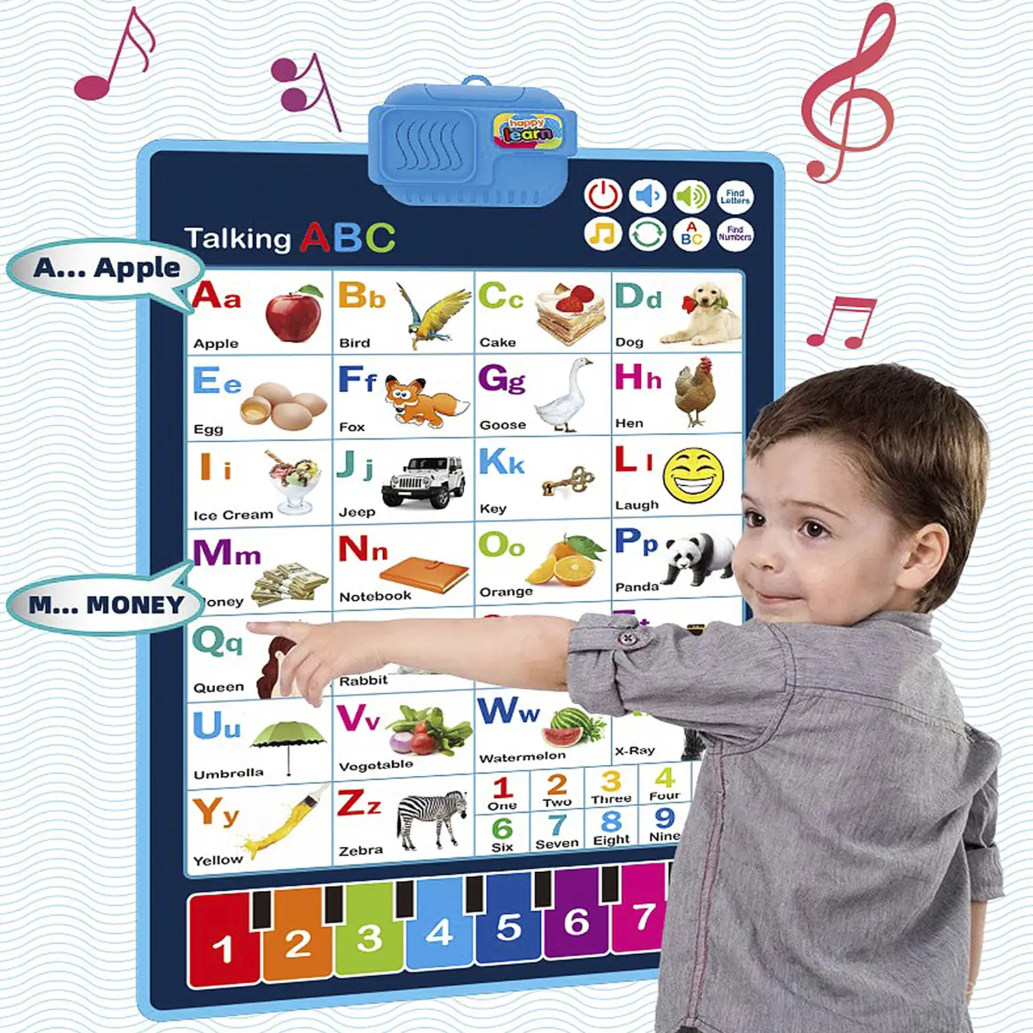 Abecedario electrónico interactivo para aprender inglés, ABC parlante y póster musical. Juguete educativo para niños pequeños. Diversión de los niños en la guardería, el preescolar.