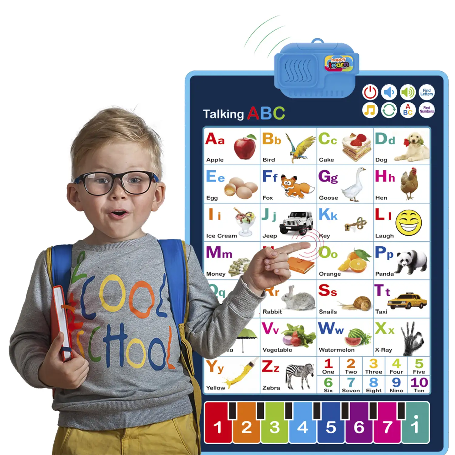 Abecedario electrónico interactivo para aprender inglés, ABC parlante y póster musical. Juguete educativo para niños pequeños. Diversión de los niños en la guardería, el preescolar.