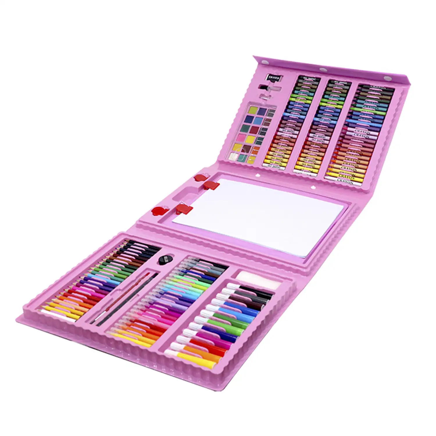Set completo de pintura y dibujo 208 piezas oleo,acuarelas, ceras,rotuladores, pastel y lapices con accesorios. Contiene atril para dibujo