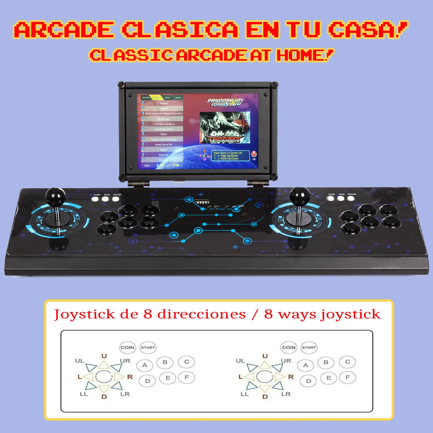 Consola retro ARCADE 3D 64Gb 4222 juego WIFI PANDORA FORREST. Pantalla full 10