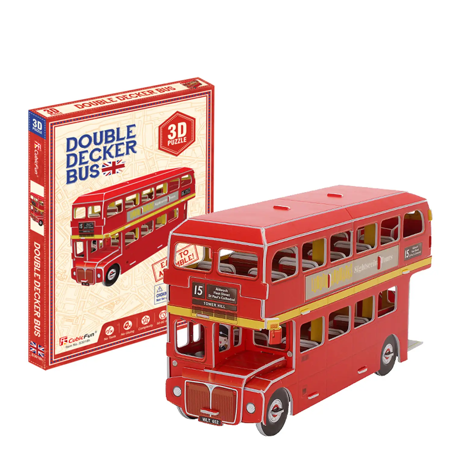 Puzzle 3D bus doble piso Londres 19,7x6,1x10x8 cm.