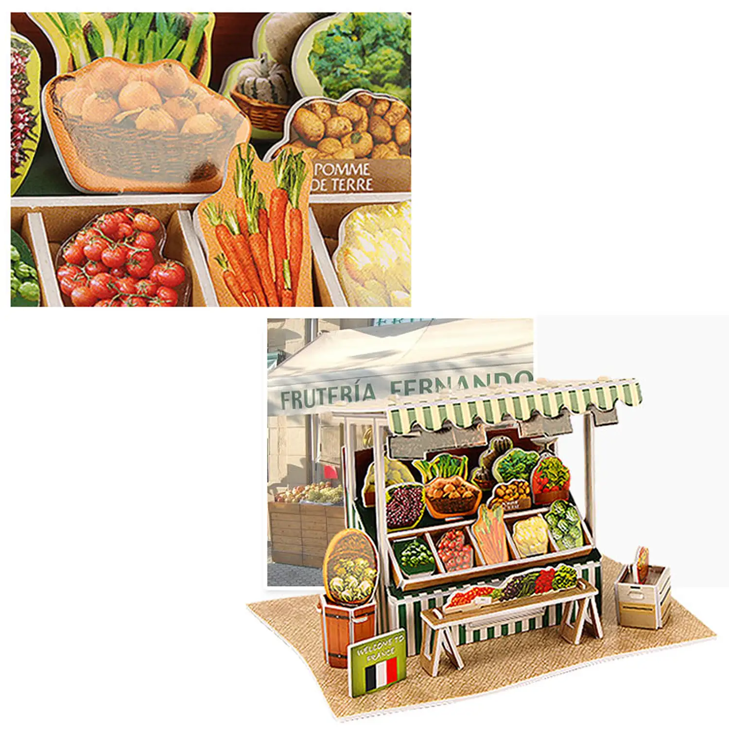 Puzzle 3D WORLD STYLE FRANCIA  Puesto de Verduras tradicional