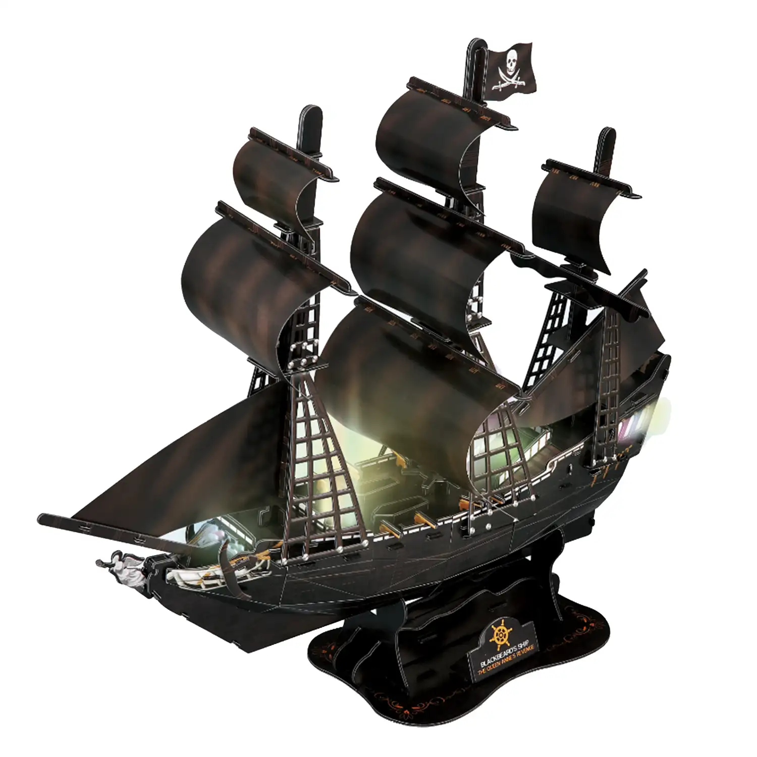 Puzle 3D buque LA PERLA NEGRA  con luces LED. 50,4*19*43 cms, 111 piezas.