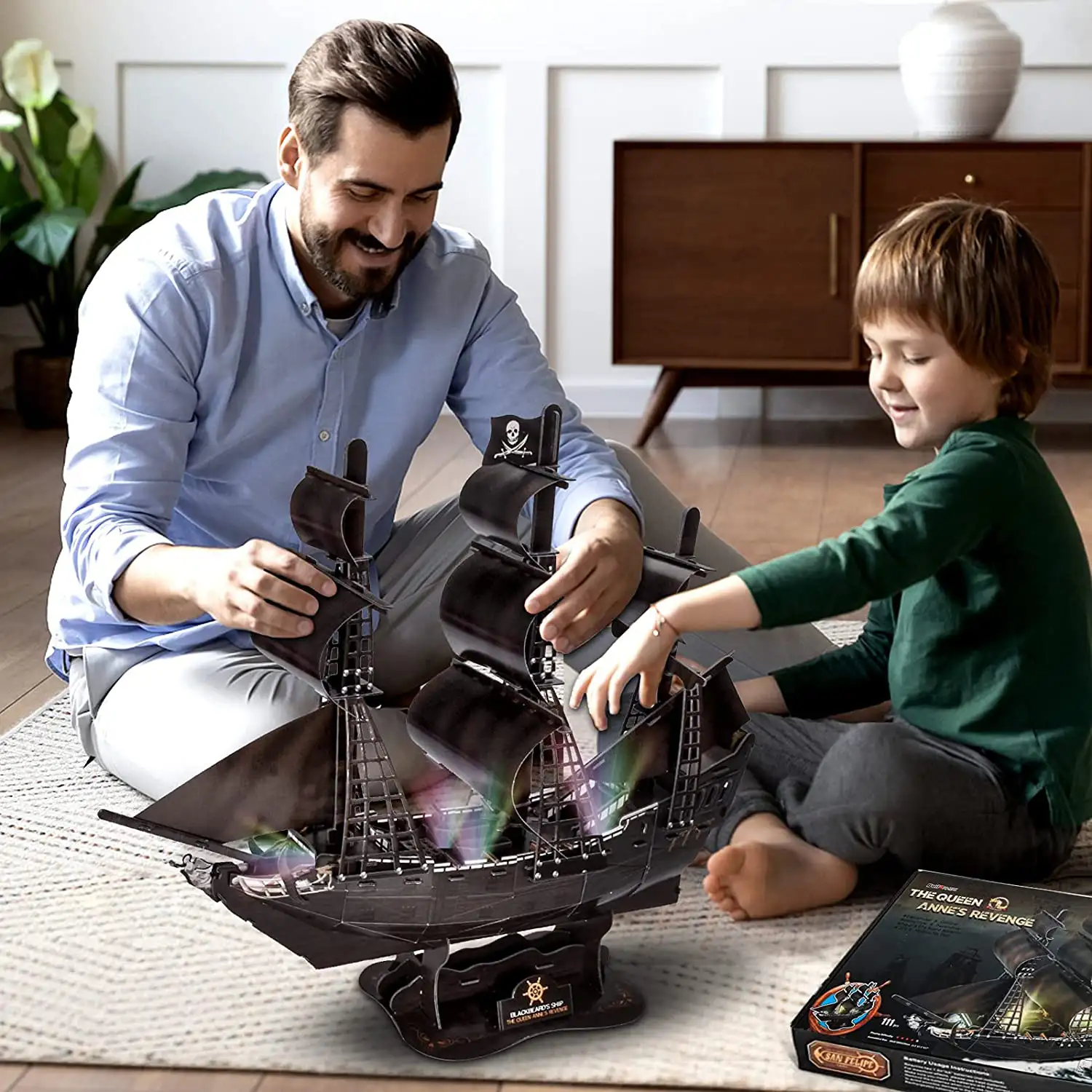 Puzle 3D buque LA PERLA NEGRA  con luces LED. 50,4*19*43 cms, 111 piezas.