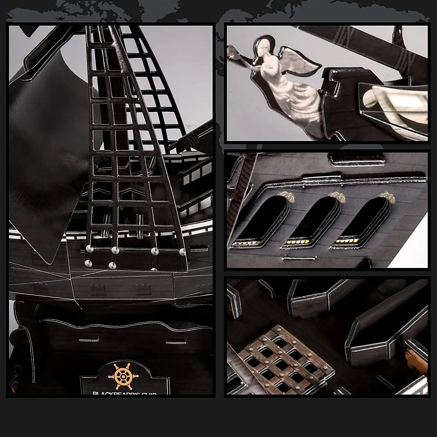 Puzle 3D buque LA PERLA NEGRA  con luces LED. 50,4*19*43 cms, 111 piezas.